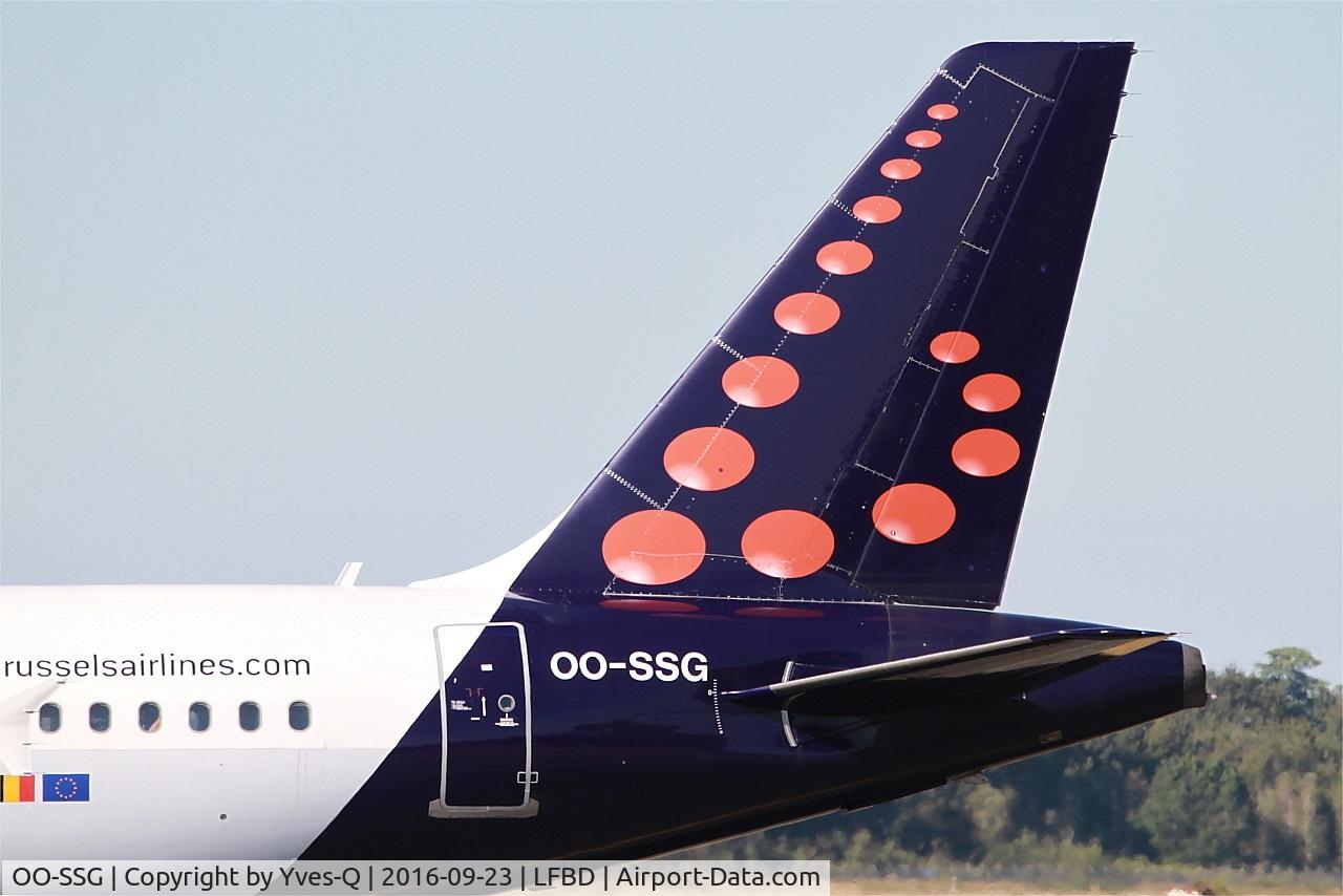 OO-SSG, 2000 Airbus A319-112 C/N 1160, Airbus A319-112, Tail close up view, Bordeaux Mérignac airport (LFBD-BOD)