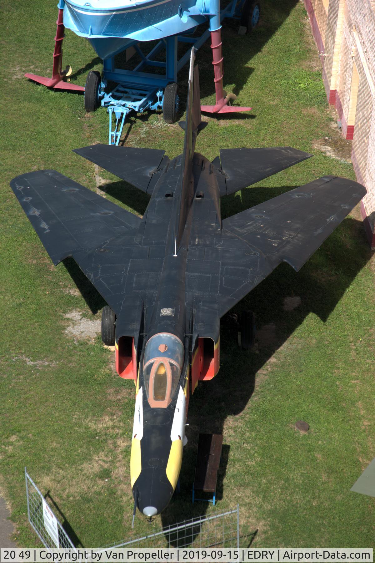 20 49, Mikoyan-Gurevich MiG-23BN C/N 2963222830, Mikoyan MiG-23BN Flogger-H at the Technik Museum in Speyer, Germany. Formerly Luftwaffe 20+49 and DDR 705. Now confusingly painted in fake Czech AF colours, similar to MiG-23BN 9825 in museum at Kbely, Czech Republic!