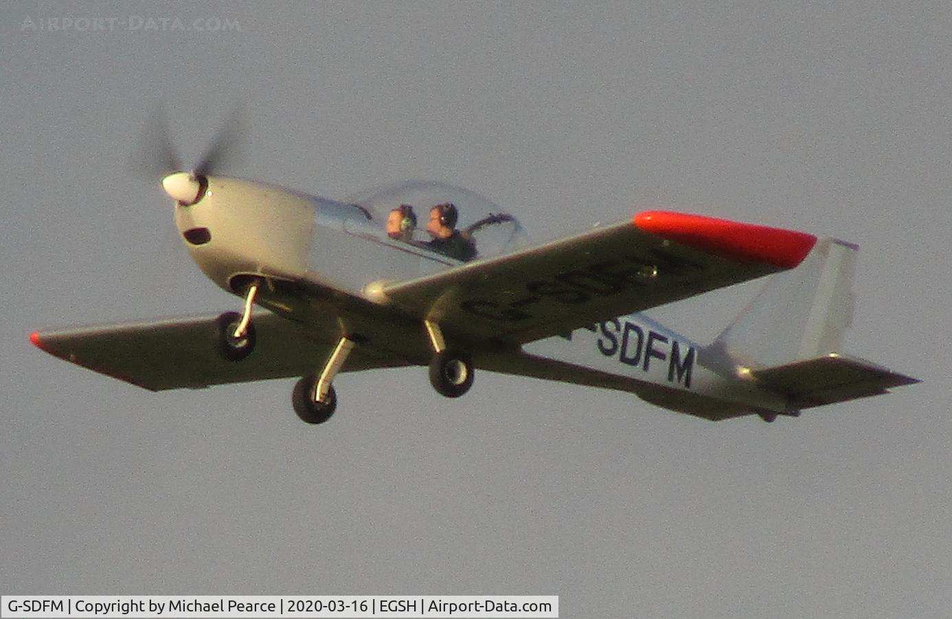 G-SDFM, 2002 Aerotechnik EV-97 Eurostar C/N PFA 315-13884, Climbing from a missed approach of RWY 27, on a visit from Priory Farm (X3PF).