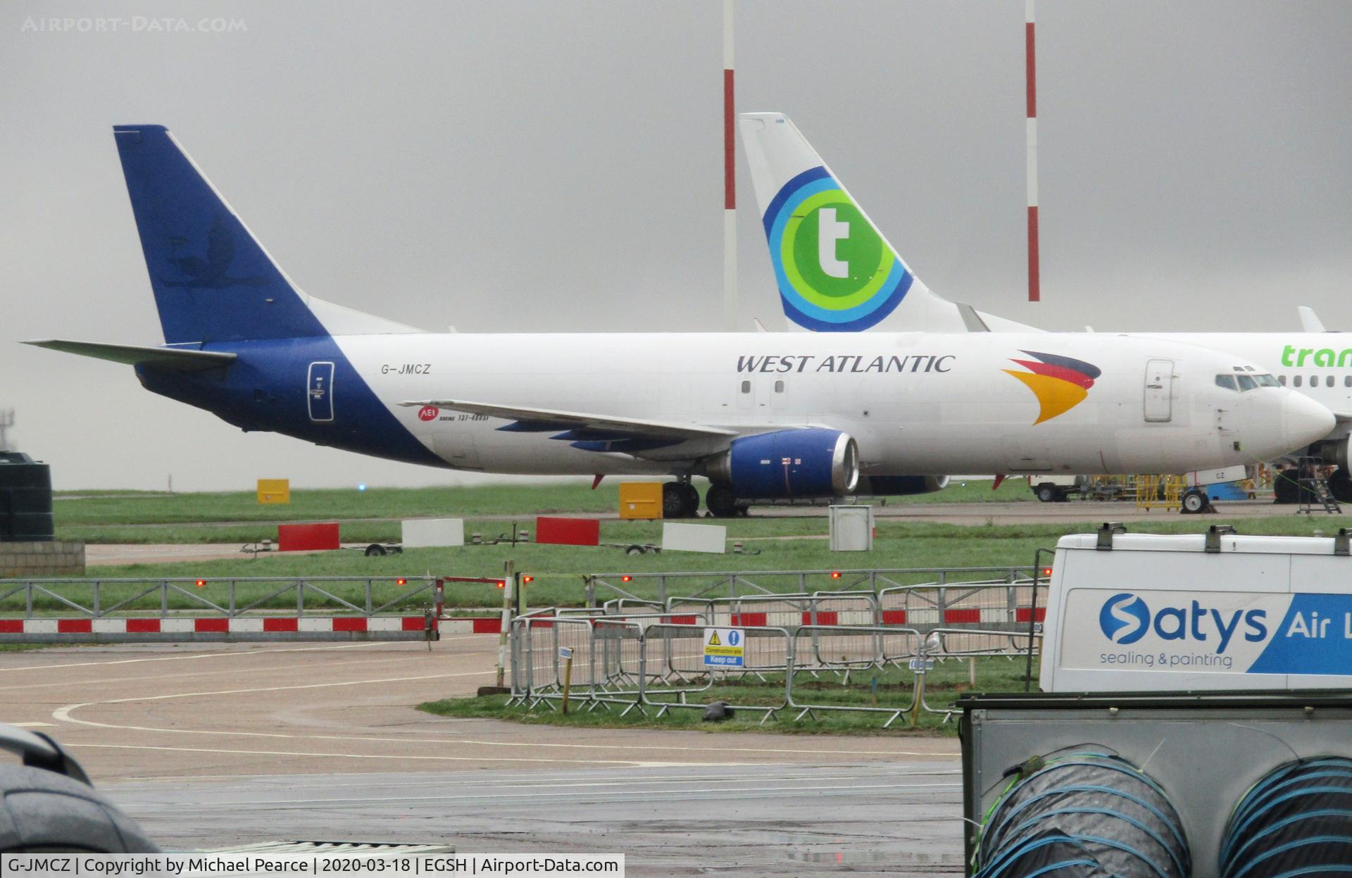 G-JMCZ, 1989 Boeing 737-4K5 C/N 24126, Parked on the Eastern Apron following a long period of maintenance. It had been with KLM UK Engineering since before Christmas!