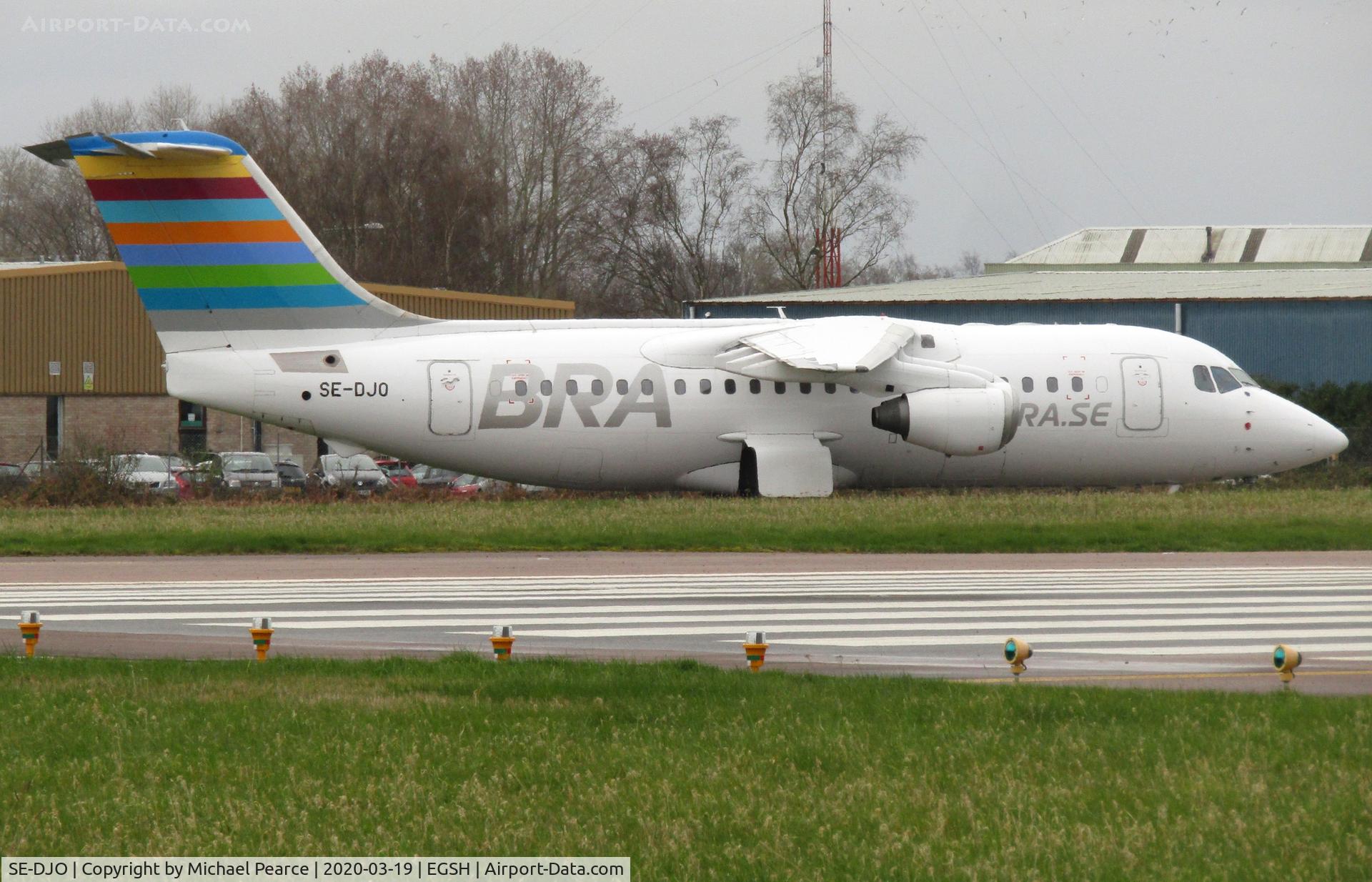 SE-DJO, 1992 British Aerospace BAe.146-200 C/N E2226, Stored on TWY Alpha due to a drop in passenger demand during the COVID-19 outbreak.