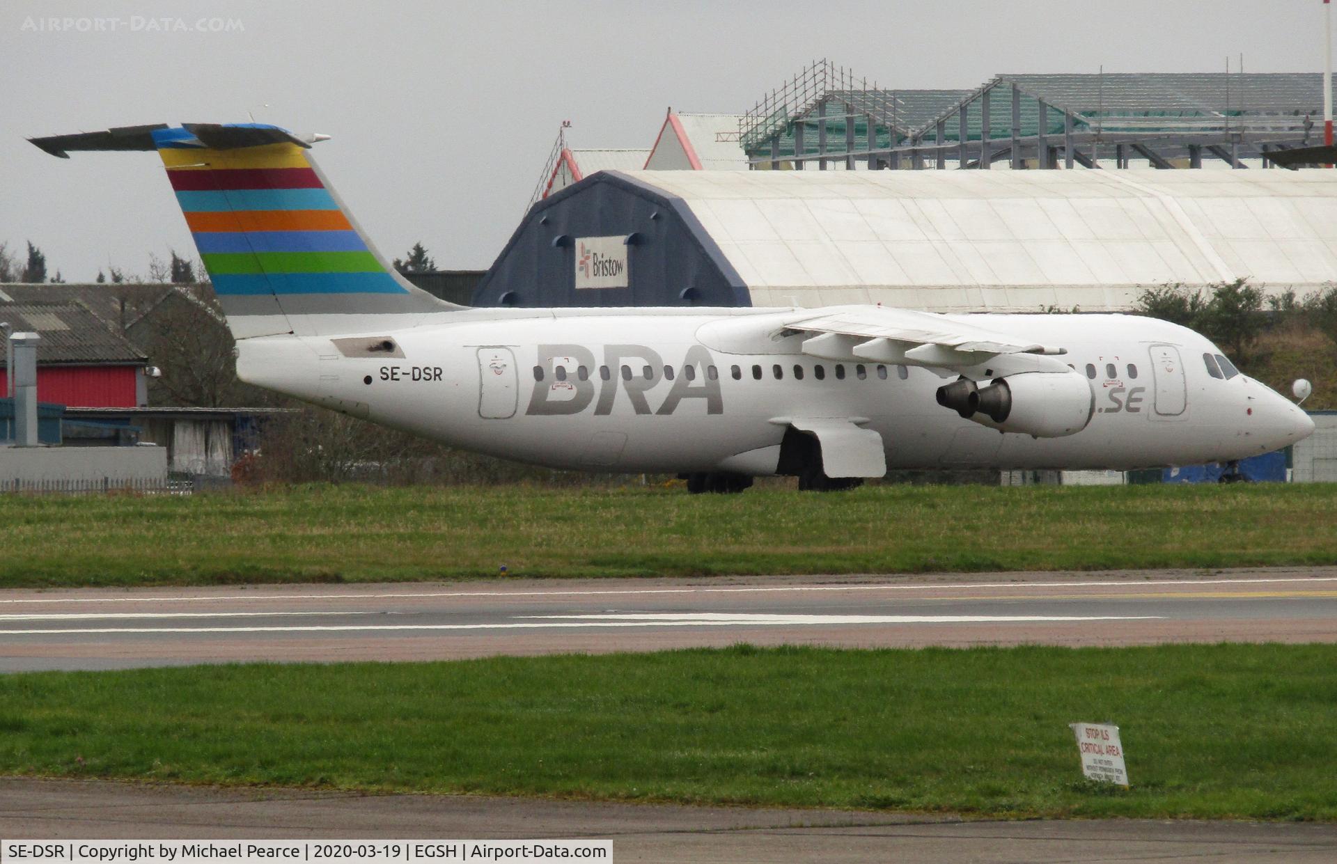 SE-DSR, 1994 British Aerospace Avro 146-RJ100A C/N E3244, Stored on TWY Alpha due to a drop in passenger demand during the COVID-19 outbreak.