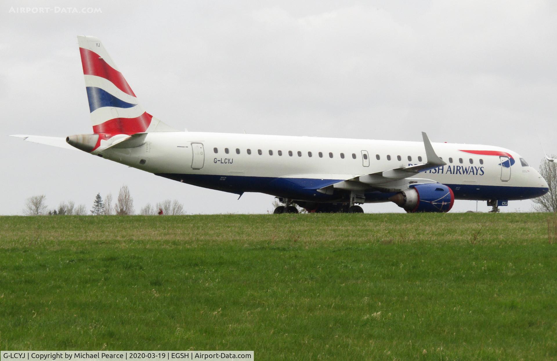 G-LCYJ, 2010 Embraer 190SR (ERJ-190-100SR) C/N 19000339, Stored on the North Side due to a drop in passenger demand during the COVID-19 outbreak.