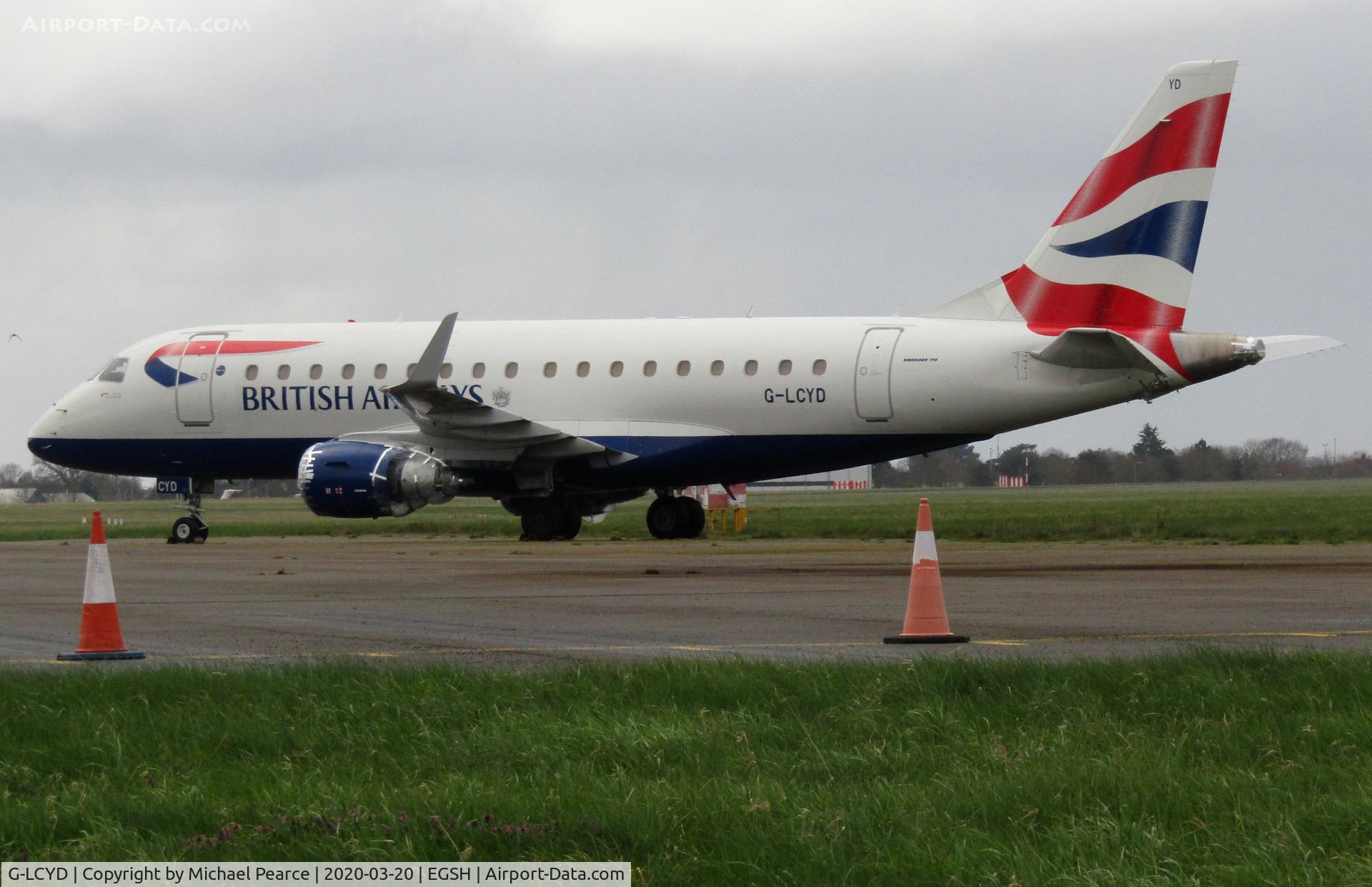 G-LCYD, 2009 Embraer 170STD (ERJ-170-100STD) C/N 17000294, Stored on the North Side due to a drop in passenger demand during the COVID-19 outbreak. Note the improvised engine cover.