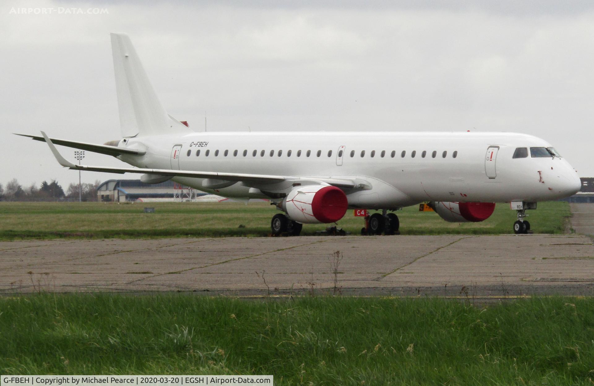G-FBEH, 2007 Embraer 195LR (ERJ-190-200LR) C/N 19000128, Stored on the North Side awaiting a new owner.