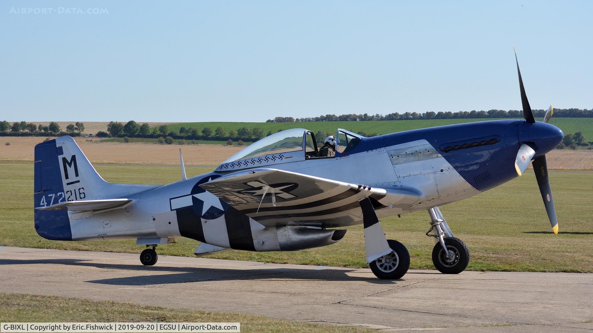 G-BIXL, 1944 North American P-51D Mustang C/N 122-38675, 3. 'Miss Helen' at The Imperial War Museum, Sept.2019.