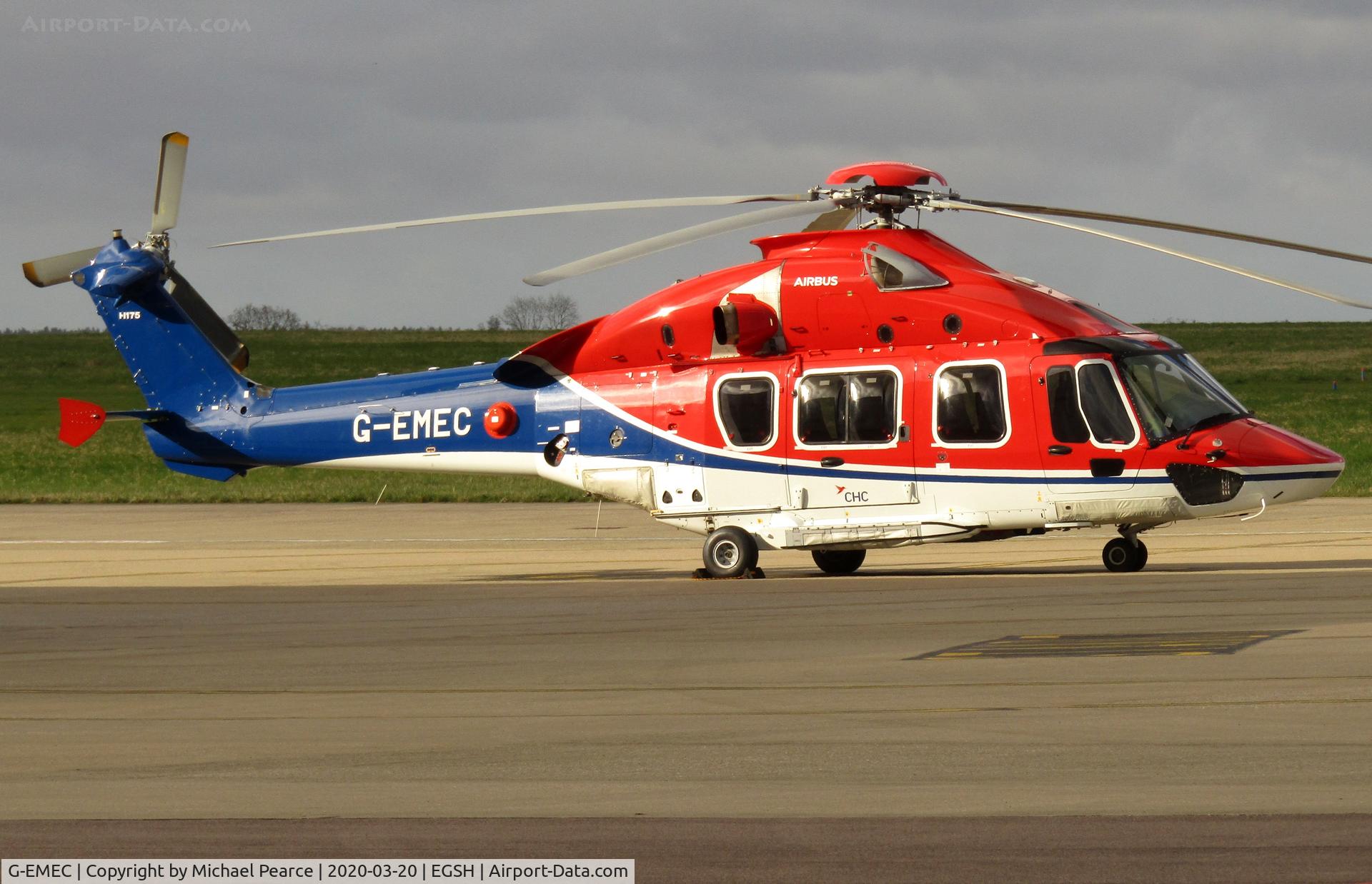 G-EMEC, 2018 Airbus Helicopters EC-175B C/N 5031, Parked on the SaxonAir ramp awaiting its next flight.