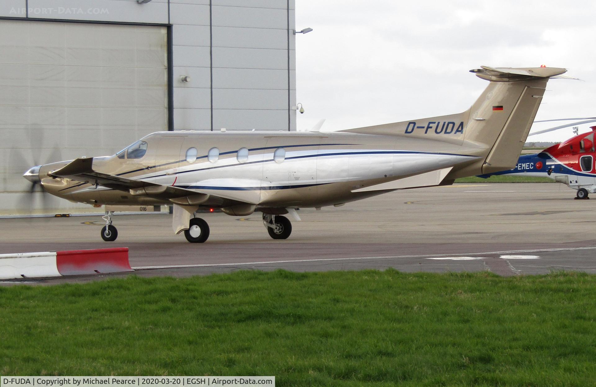 D-FUDA, 2008 Pilatus PC-12/47 C/N 1016, Arriving at SaxonAir from Monchengladbach (MGL).