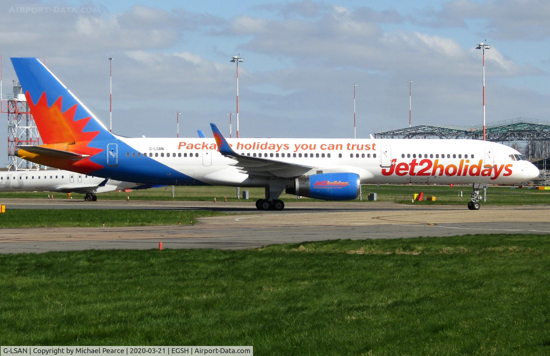 G-LSAN, 1994 Boeing 757-2K2 C/N 26635, Arriving from Manchester (MAN) for respray by Air Livery.