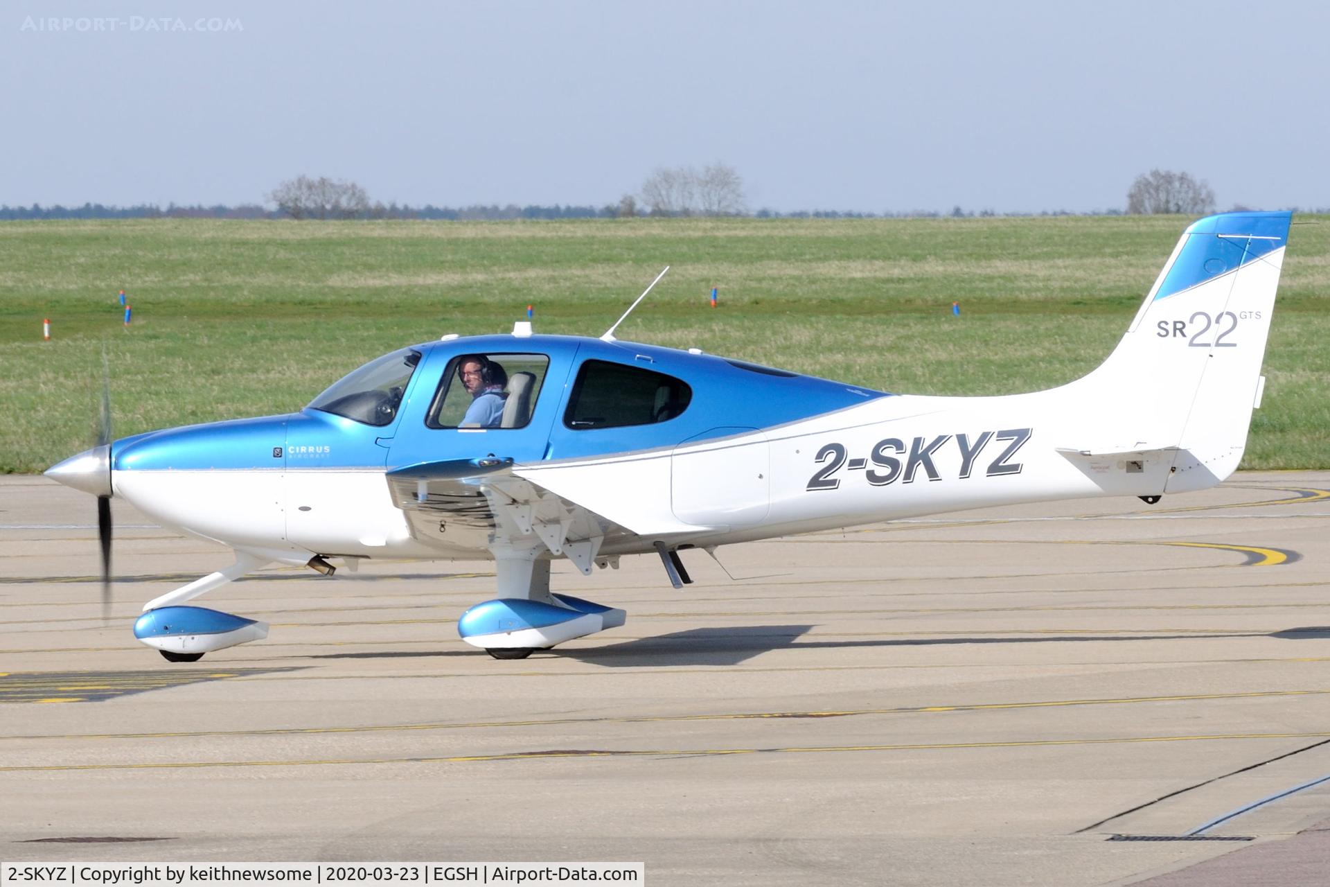 2-SKYZ, 2012 Cirrus SR-22 GTS X Carbon C/N 3828, Arriving at Norwich for fuel stop.