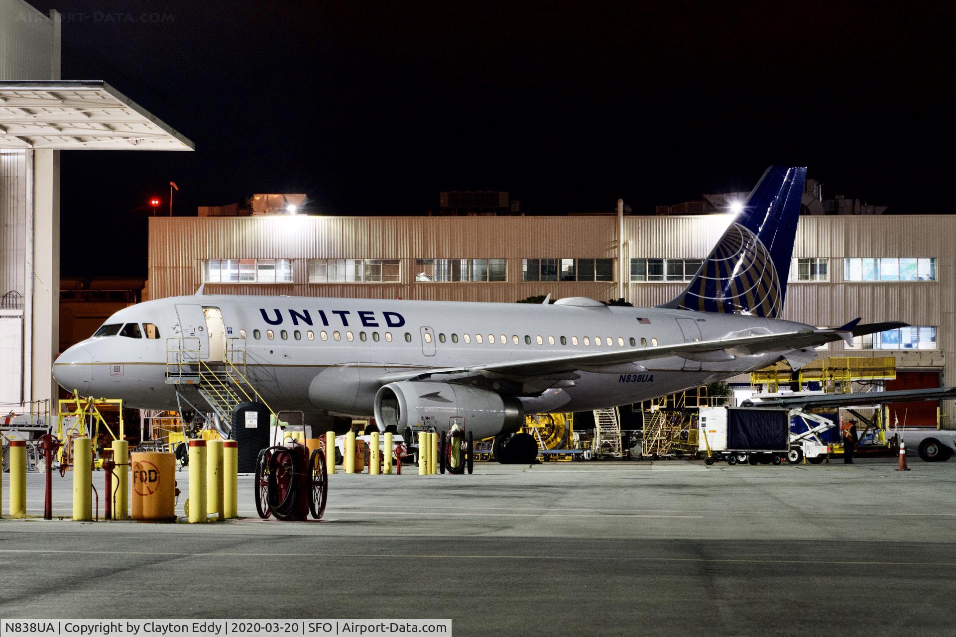 N838UA, 2001 Airbus A319-131 C/N 1477, SFO 2020.