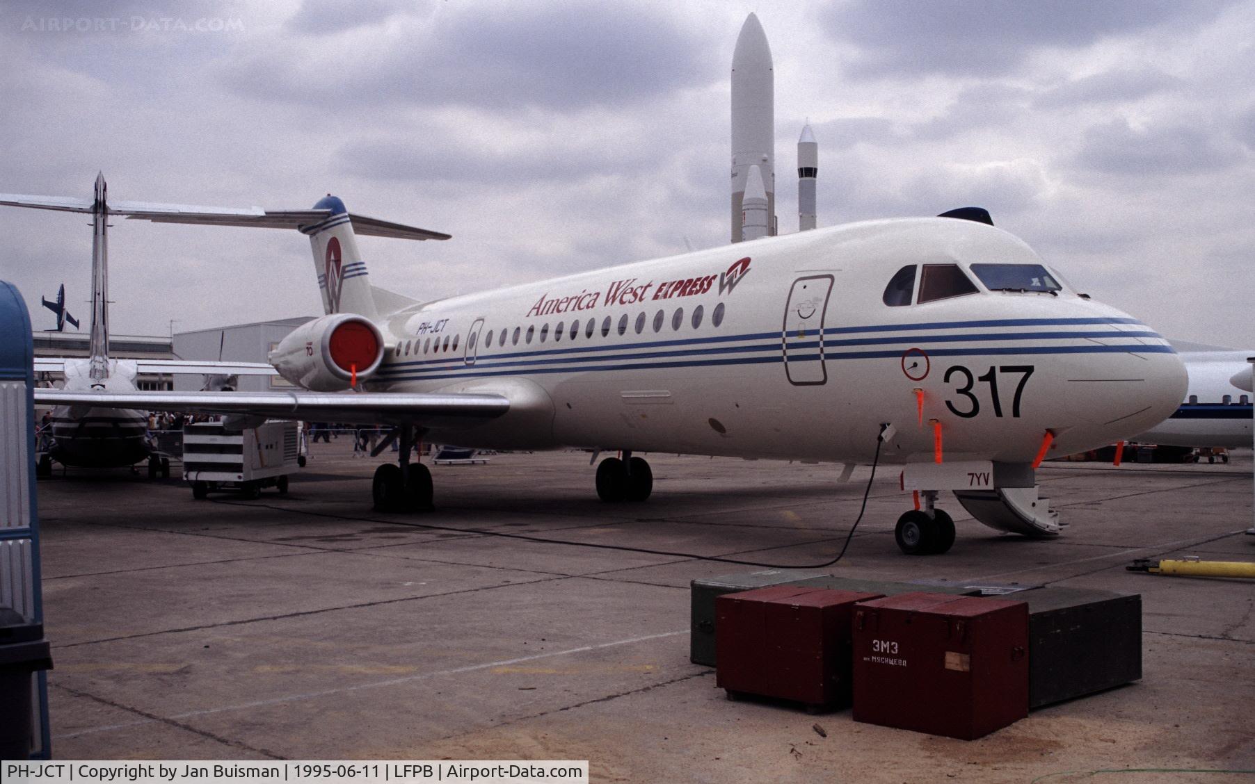 PH-JCT, 1995 Fokker 70 (F-28-0070) C/N 11537, Fokker for America West