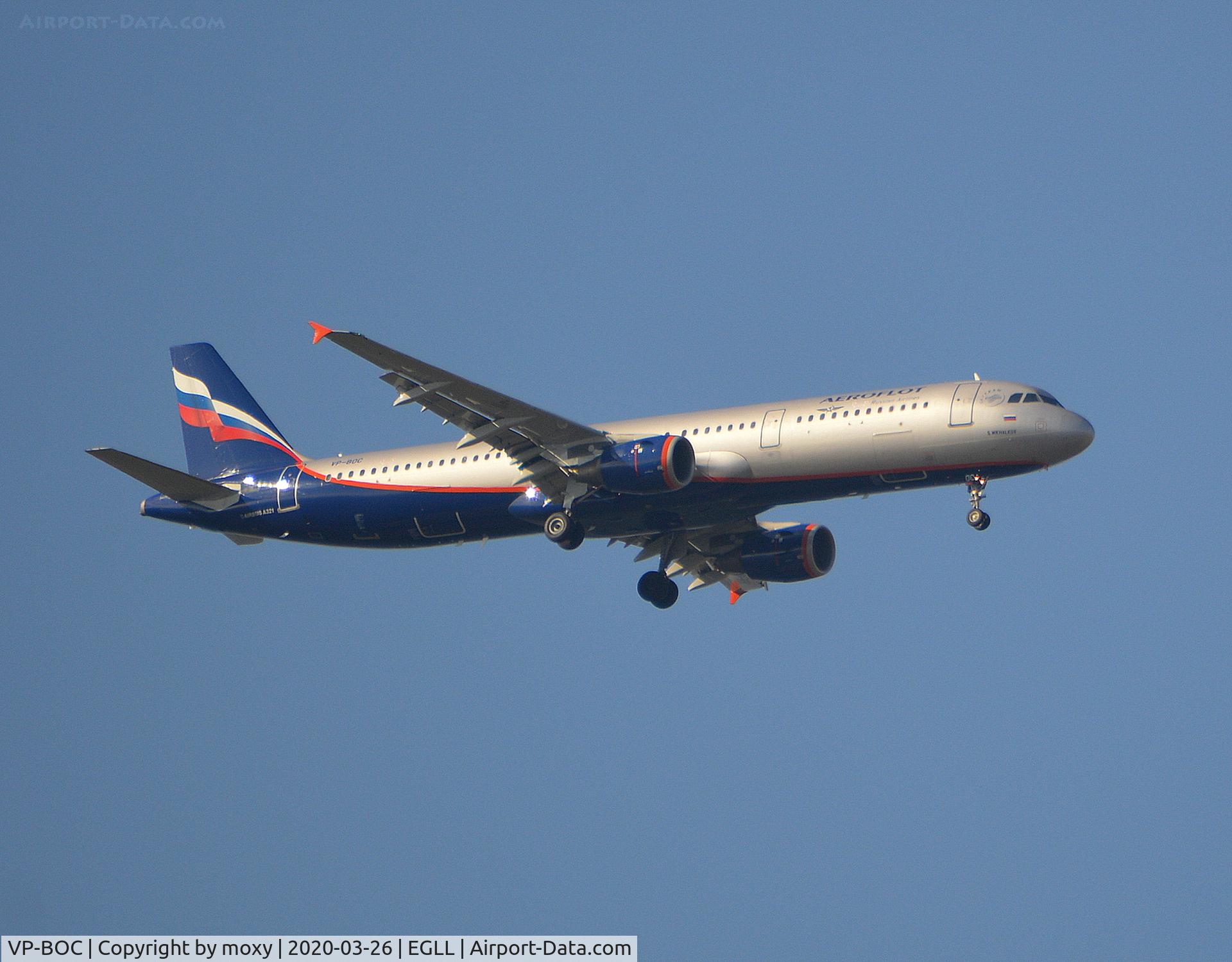 VP-BOC, 2013 Airbus A321-211 C/N 5720, Airbus A321-211 on finals to London Heathrow.