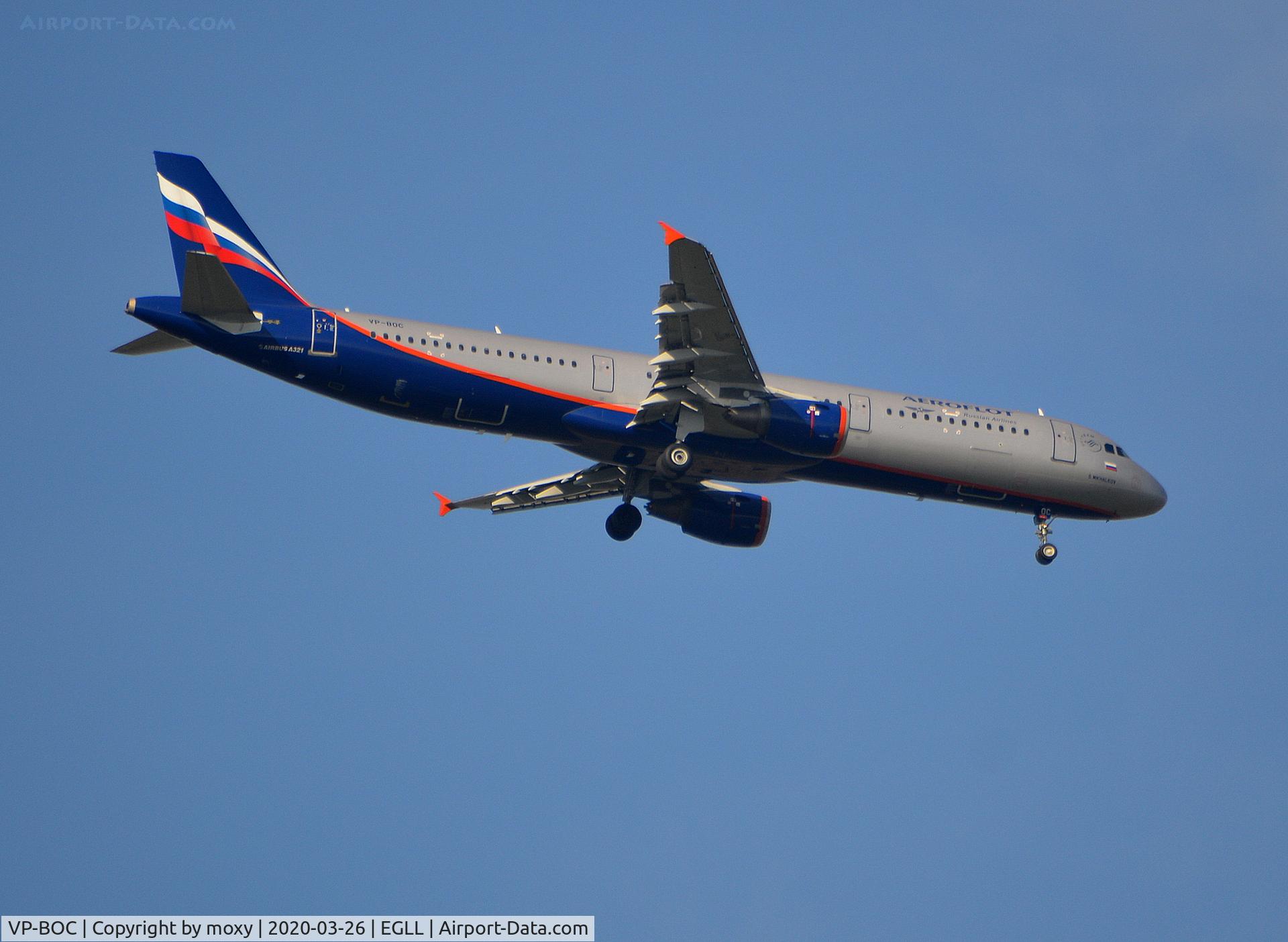 VP-BOC, 2013 Airbus A321-211 C/N 5720, Airbus A321-211 on finals to London Heathrow.
