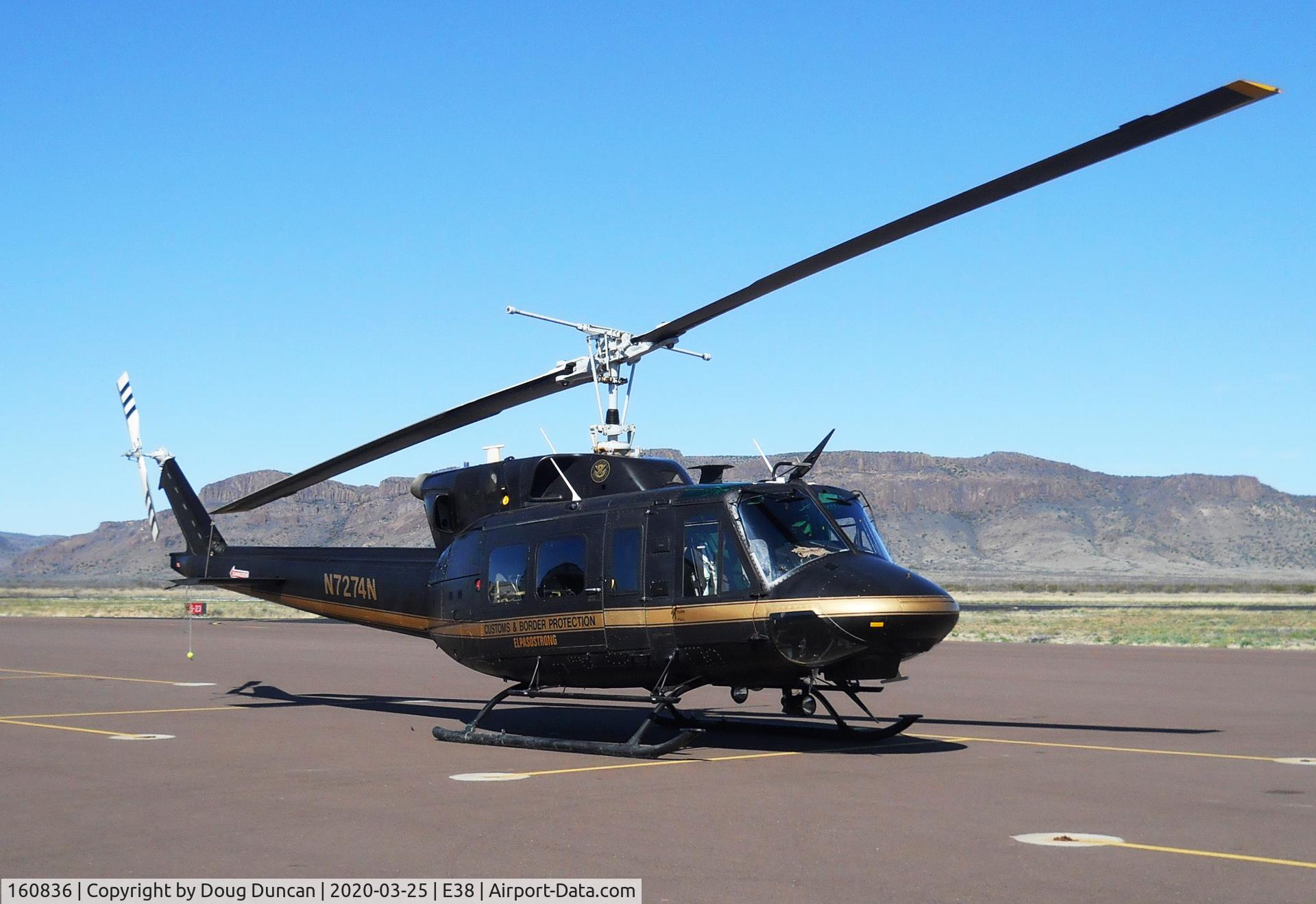 160836, Bell UH-1N Iroquois C/N 31779, Now in service with Customs and Border Protection out of El Paso, Texas. Seen at Casparis Airport in Alpine, Texas.