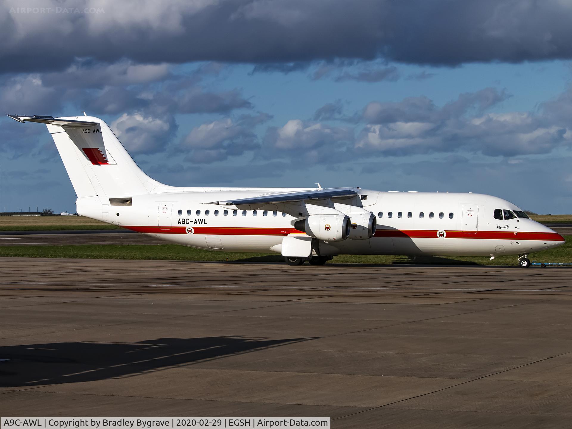 A9C-AWL, 2001 British Aerospace Avro 146-RJ100 C/N E3386, Under tow