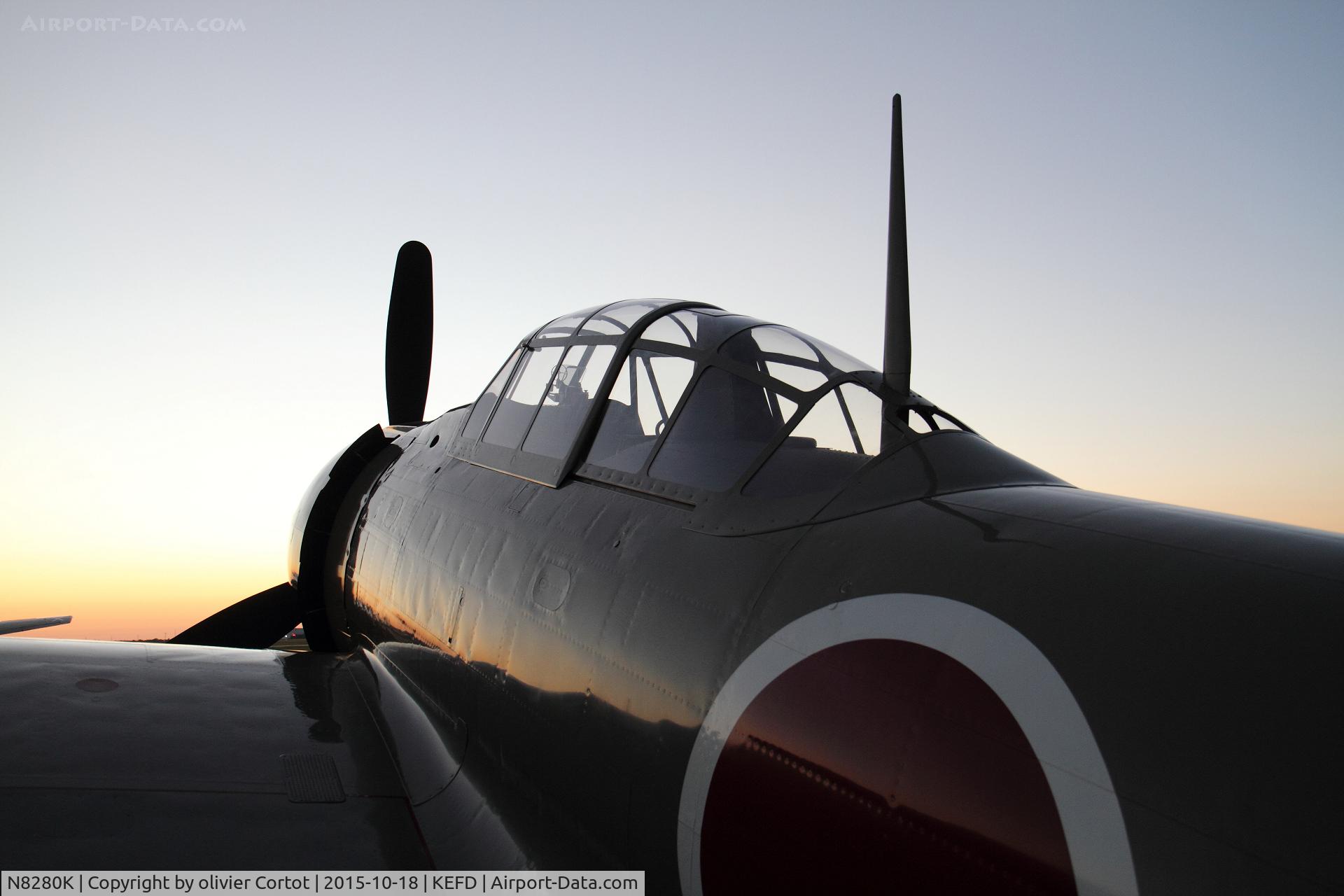 N8280K, 1941 Nakajima A6M2 Model 21 C/N 1498, Houston, early in the morning