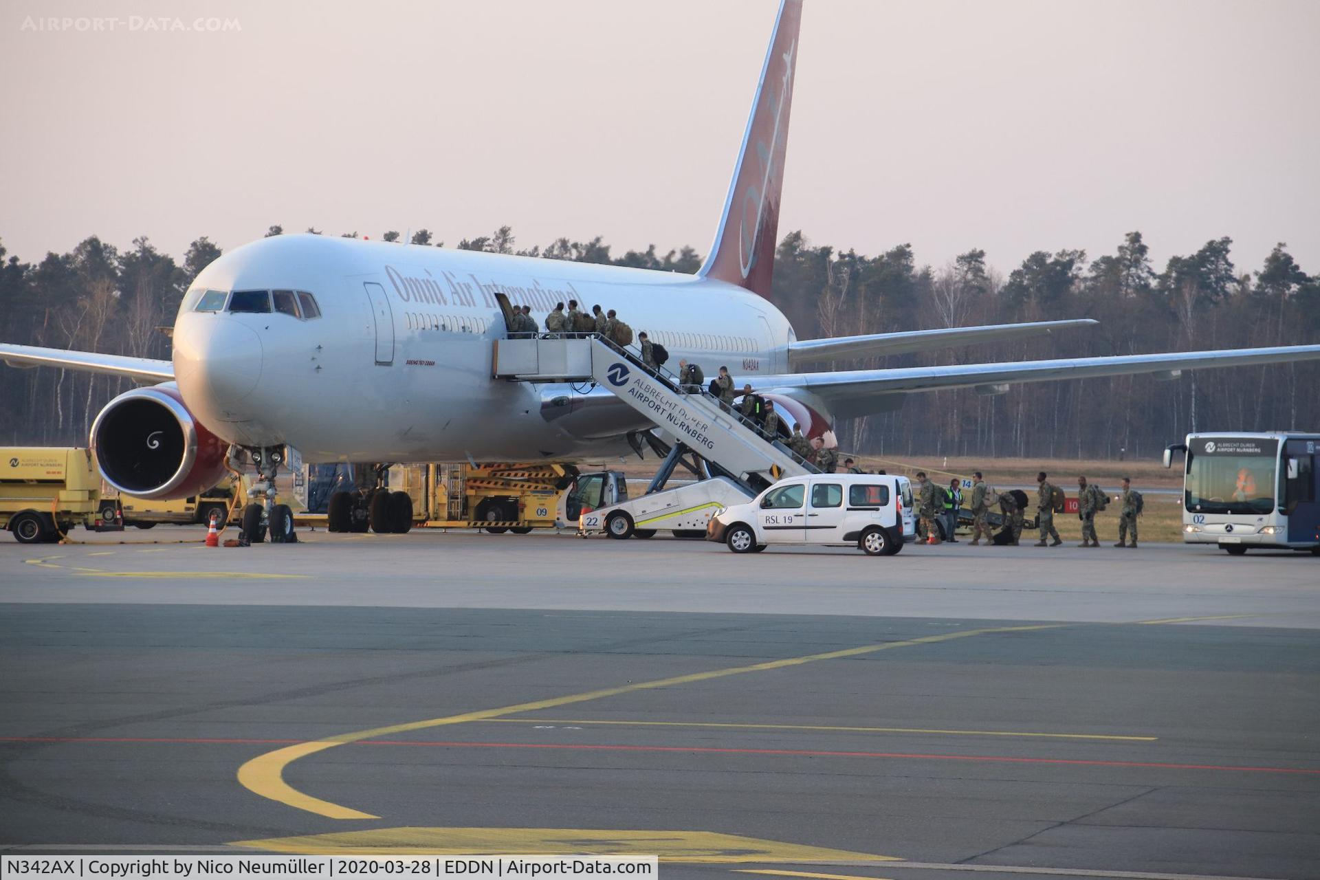 N342AX, 1993 Boeing 767-328ER C/N 27136, B767 of OmniAirInternational in EDDN/NUE