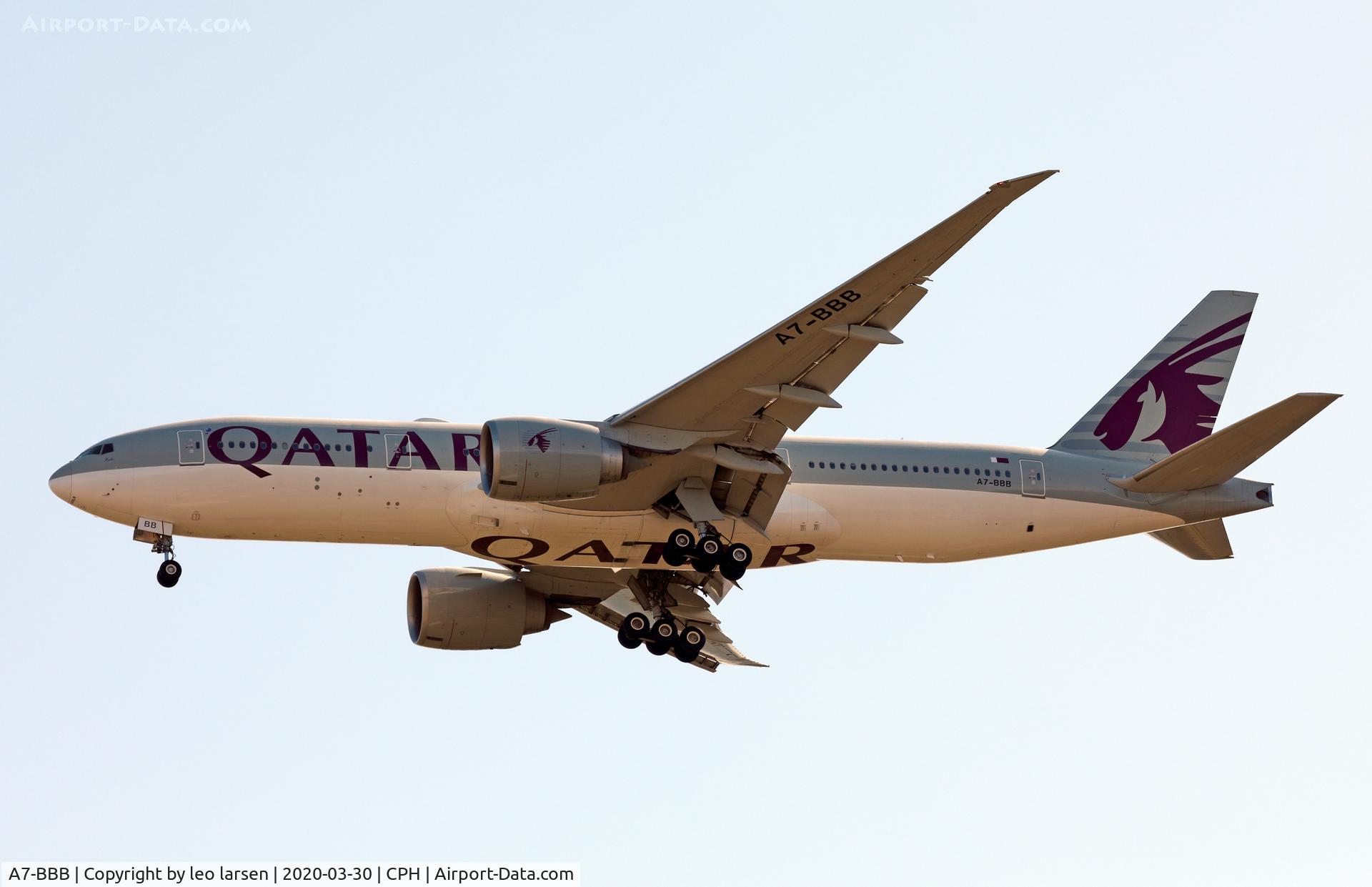 A7-BBB, 2009 Boeing 777-2DZ/LR C/N 36013, Copenhagen 30.3.2020