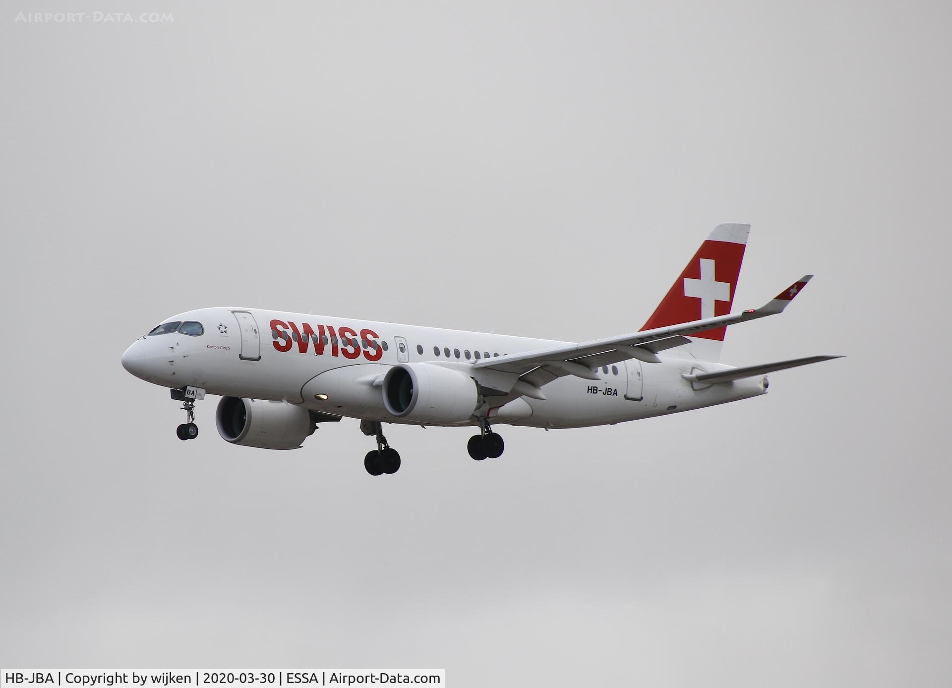 HB-JBA, 2016 Bombardier CSeries CS100 (BD-500-1A10) C/N 50010, RWY 01L
