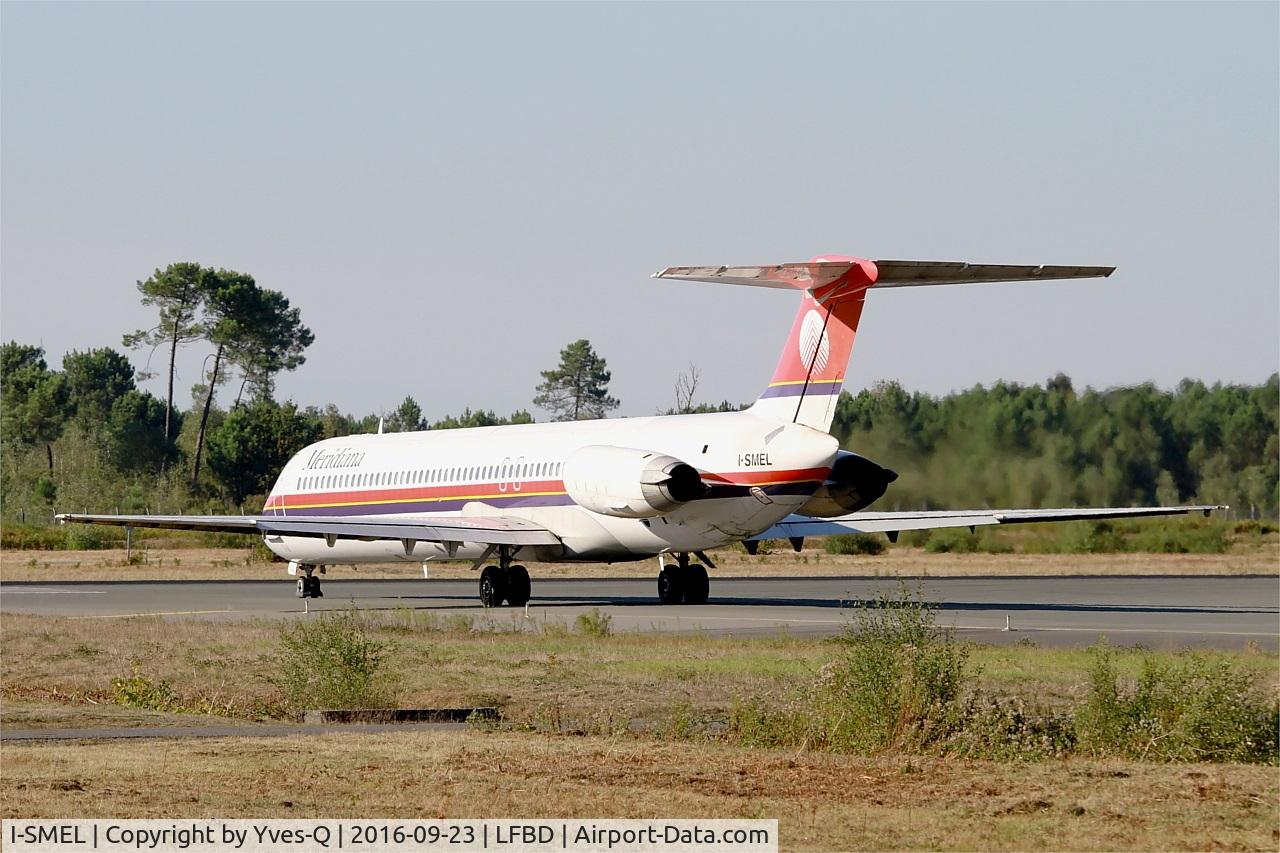 I-SMEL, 1984 McDonnell Douglas MD-82 (DC-9-82) C/N 49247, McDonnell Douglas MD-82, Lining up rwy 05, Bordeaux-Mérignac airport (LFBD-BOD)