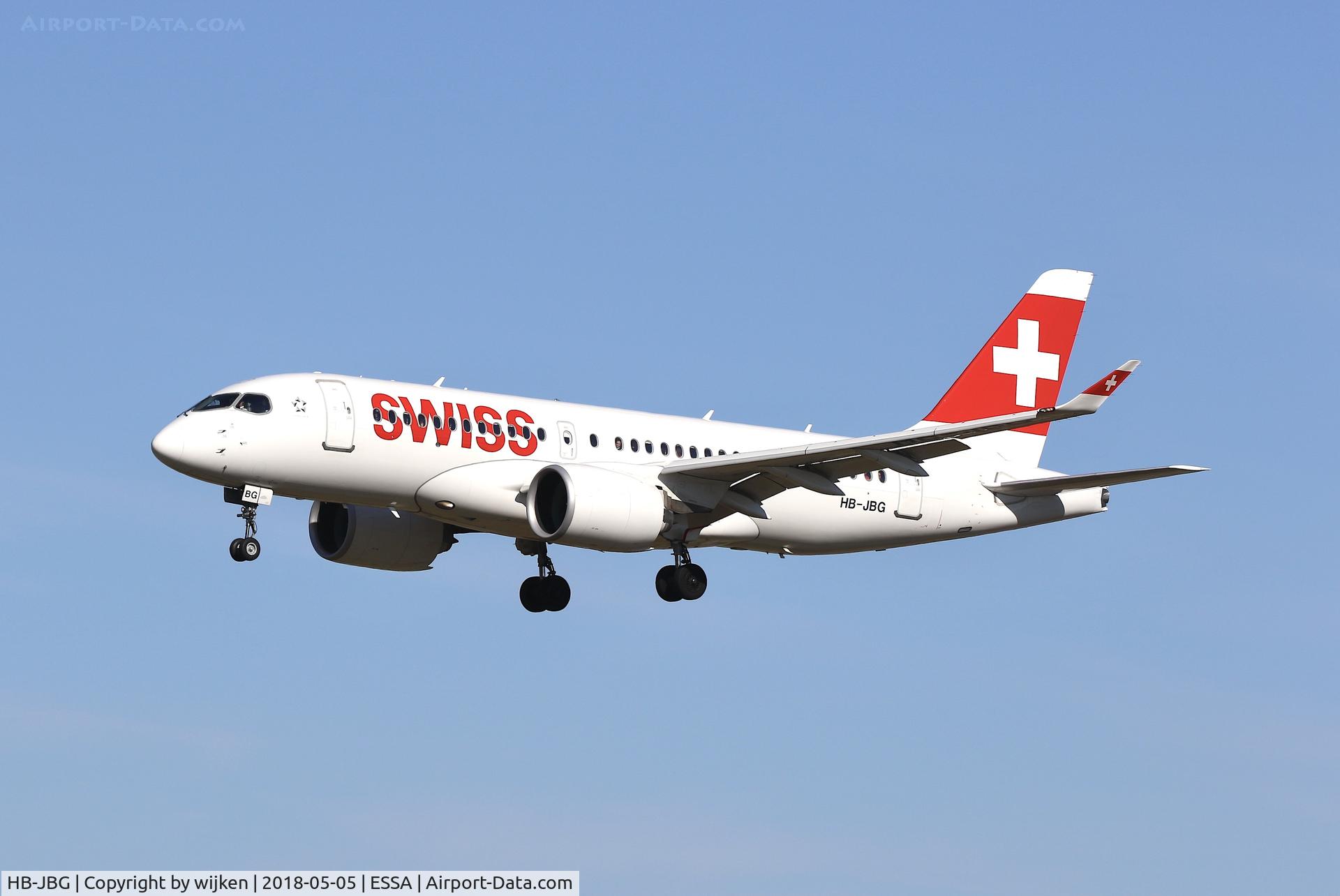 HB-JBG, 2017 Bombardier CSeries CS100 (BD-500-1A10) C/N 50016, RWY 19L