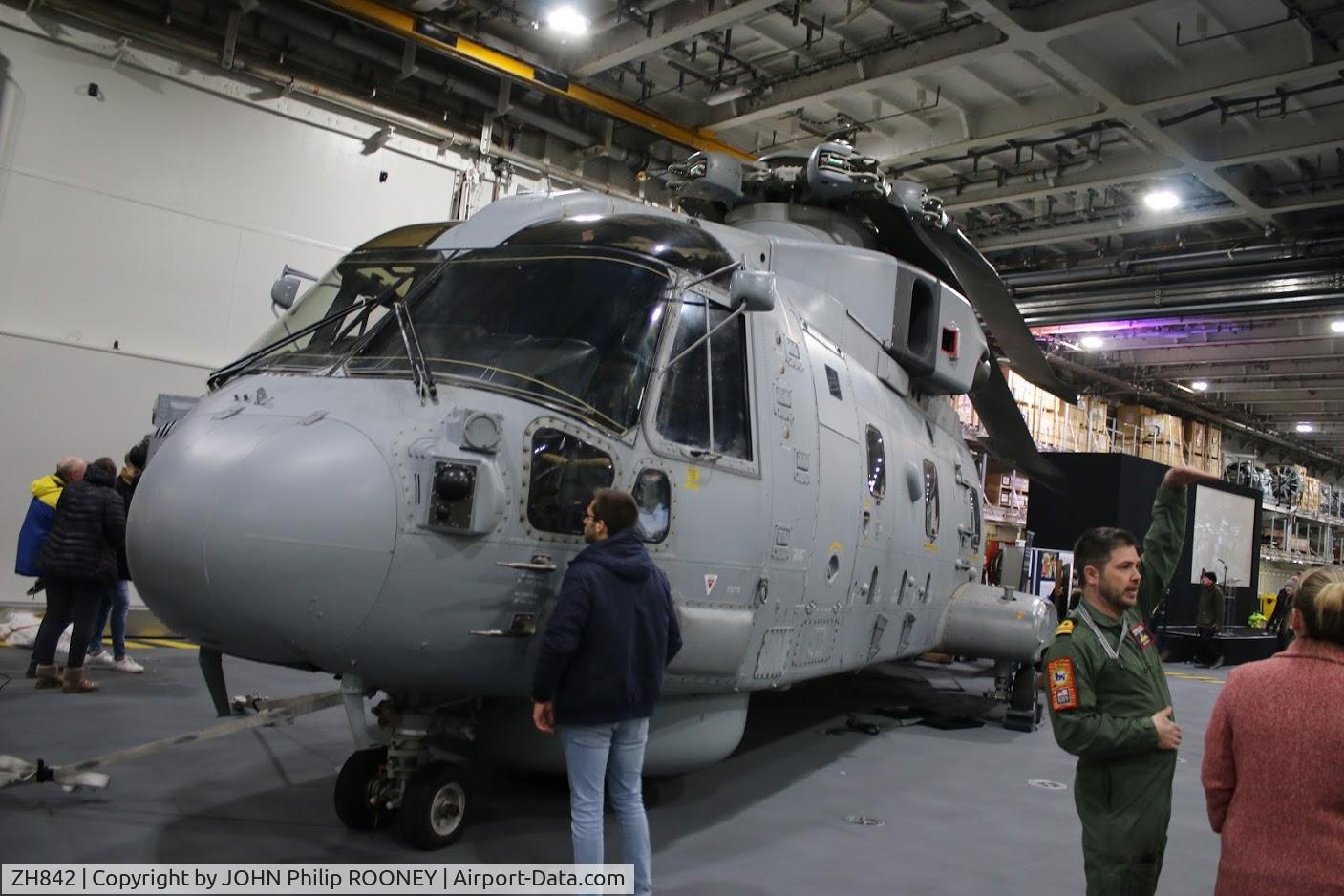 ZH842, AgustaWestland EH-101 Merlin HM.1 C/N 50091/RN22, on board Hms Prince of Wales Aircraft carrier on her visit to Liverpool.