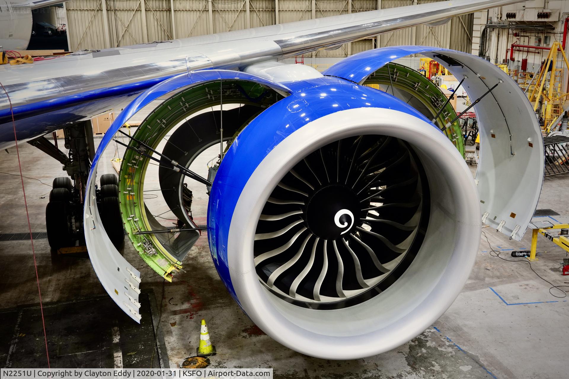 N2251U, 2020 Boeing 777-300/ER C/N 66591, GE90 engine. SFO 2020.