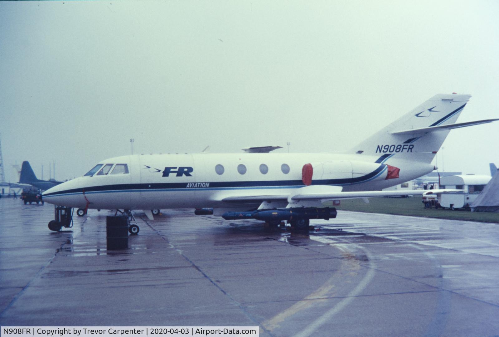 N908FR, 1969 Dassault Falcon 20DC C/N 207, I think this is Mildenhall mid 1980s and became G-FRAP c/n207