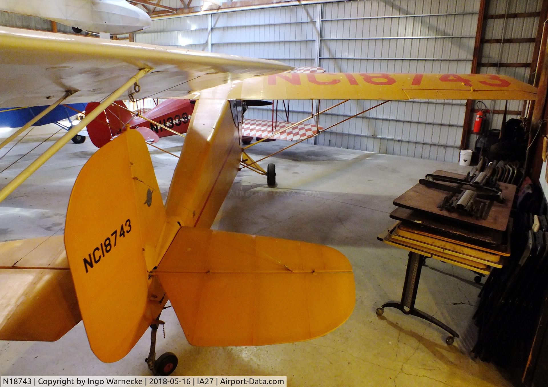 N18743, 1938 Porterfield CP-40 C/N 529, Porterfield CP-40 Zephyr at the Airpower Museum at Antique Airfield, Blakesburg/Ottumwa IA