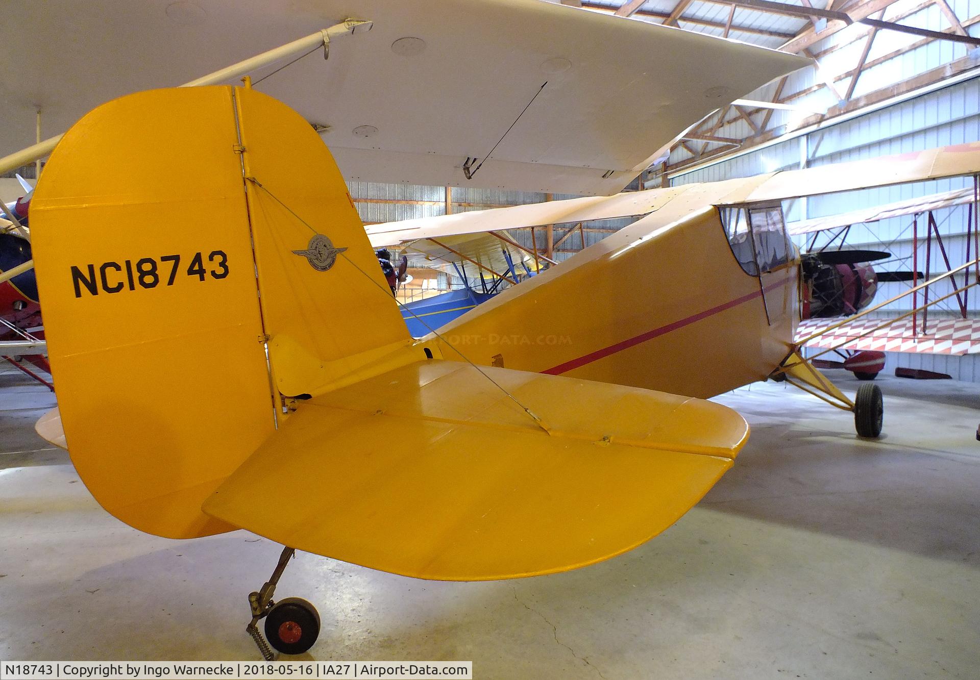 N18743, 1938 Porterfield CP-40 C/N 529, Porterfield CP-40 Zephyr at the Airpower Museum at Antique Airfield, Blakesburg/Ottumwa IA