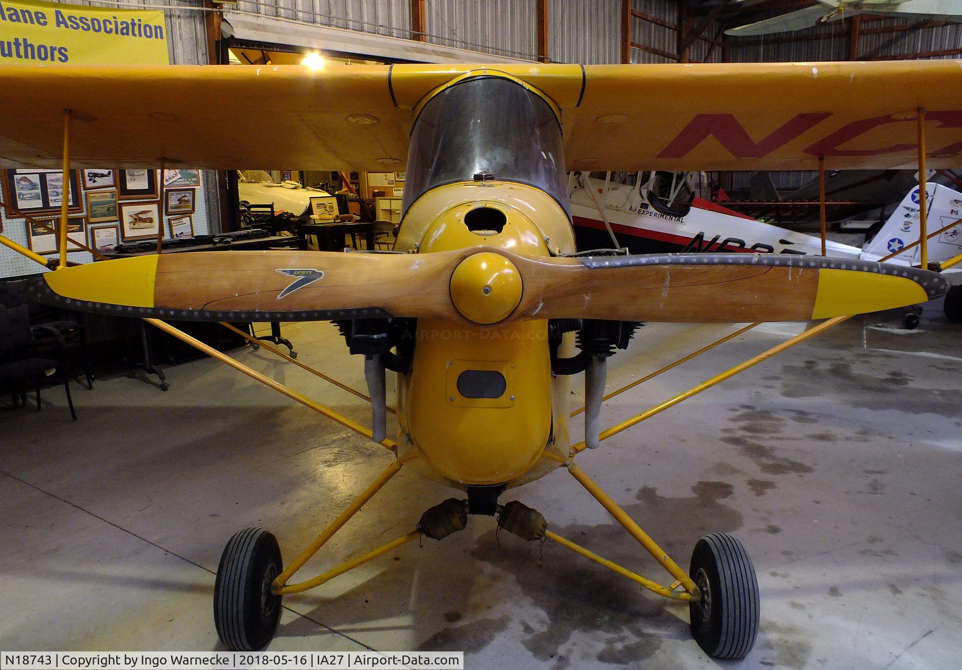 N18743, 1938 Porterfield CP-40 C/N 529, Porterfield CP-40 Zephyr at the Airpower Museum at Antique Airfield, Blakesburg/Ottumwa IA