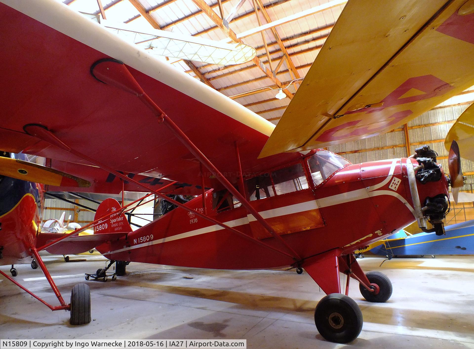 N15809, 1936 Rearwin 7000 C/N 445, Rearwin 7000 Sportster at the Airpower Museum at Antique Airfield, Blakesburg/Ottumwa IA