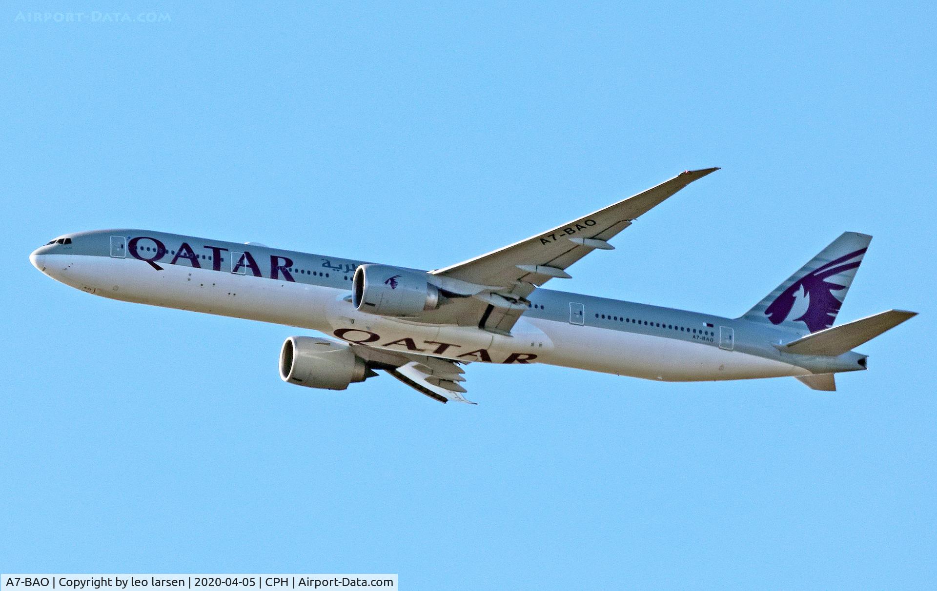 A7-BAO, 2008 Boeing 777-3DZ/ER C/N 36011, Copenhagen 5.4.2020