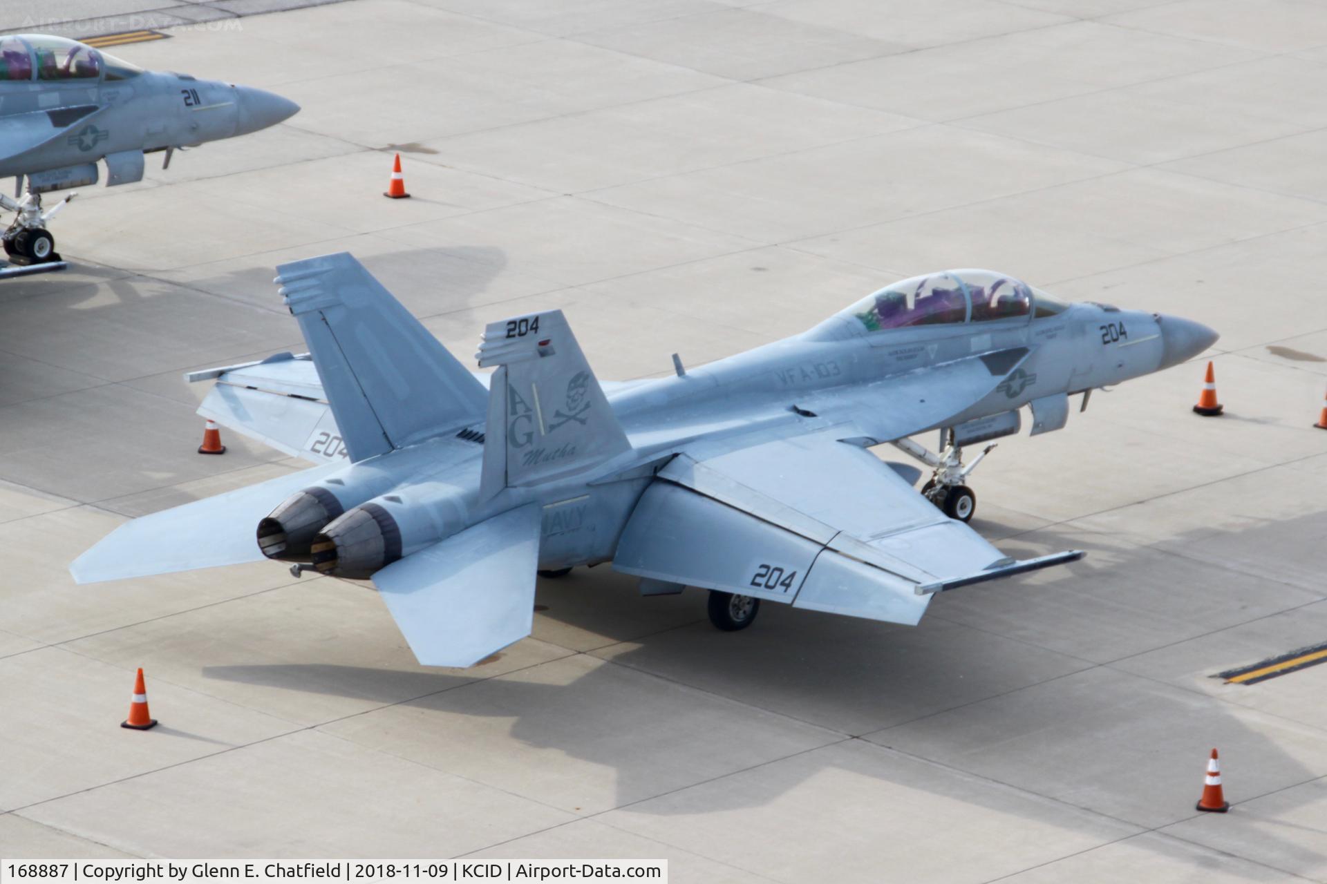 168887, Boeing F/A-18F C/N F268, Photographed from an office in the control tower