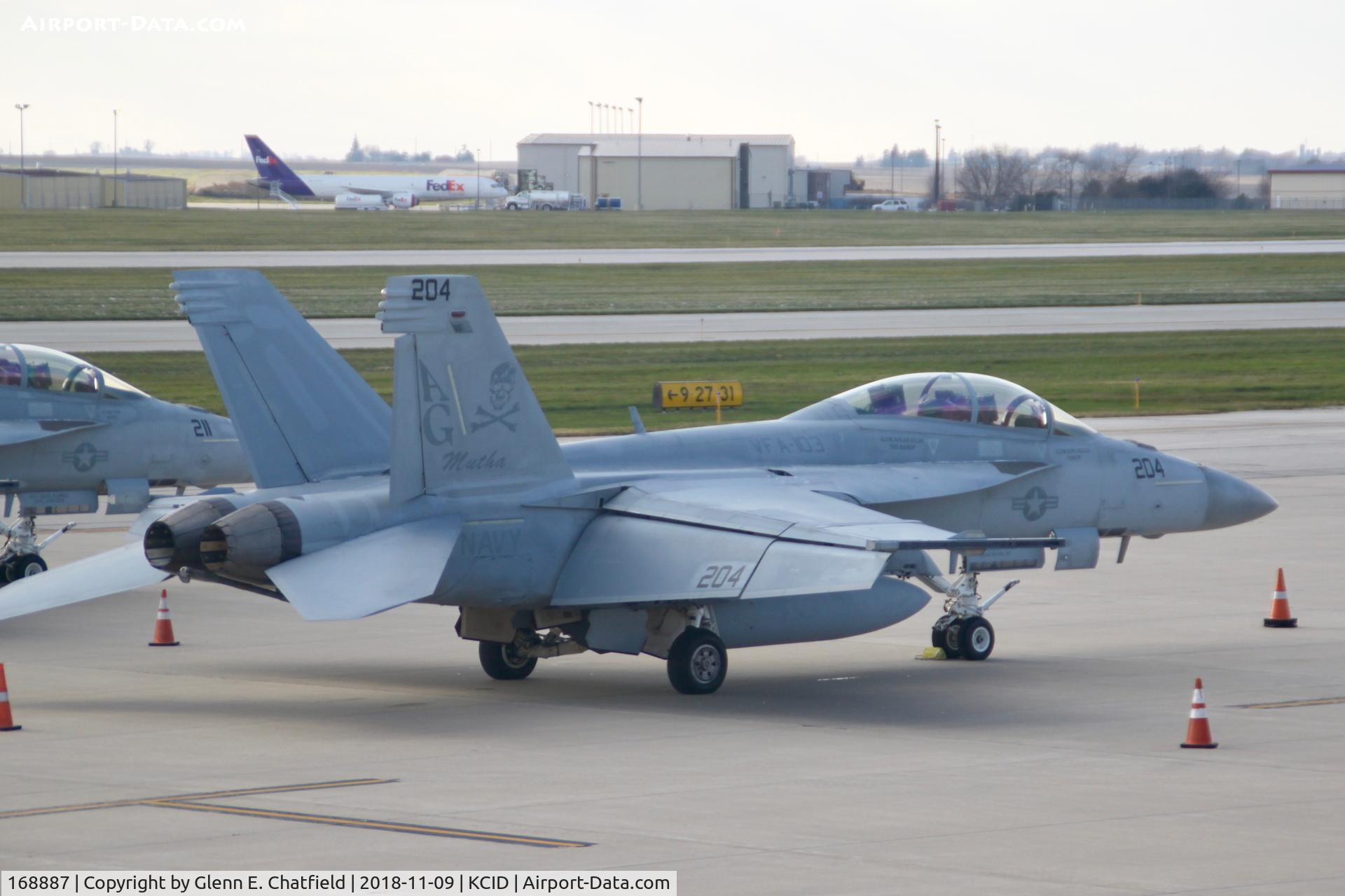 168887, Boeing F/A-18F C/N F268, Photographed from an office in the control tower