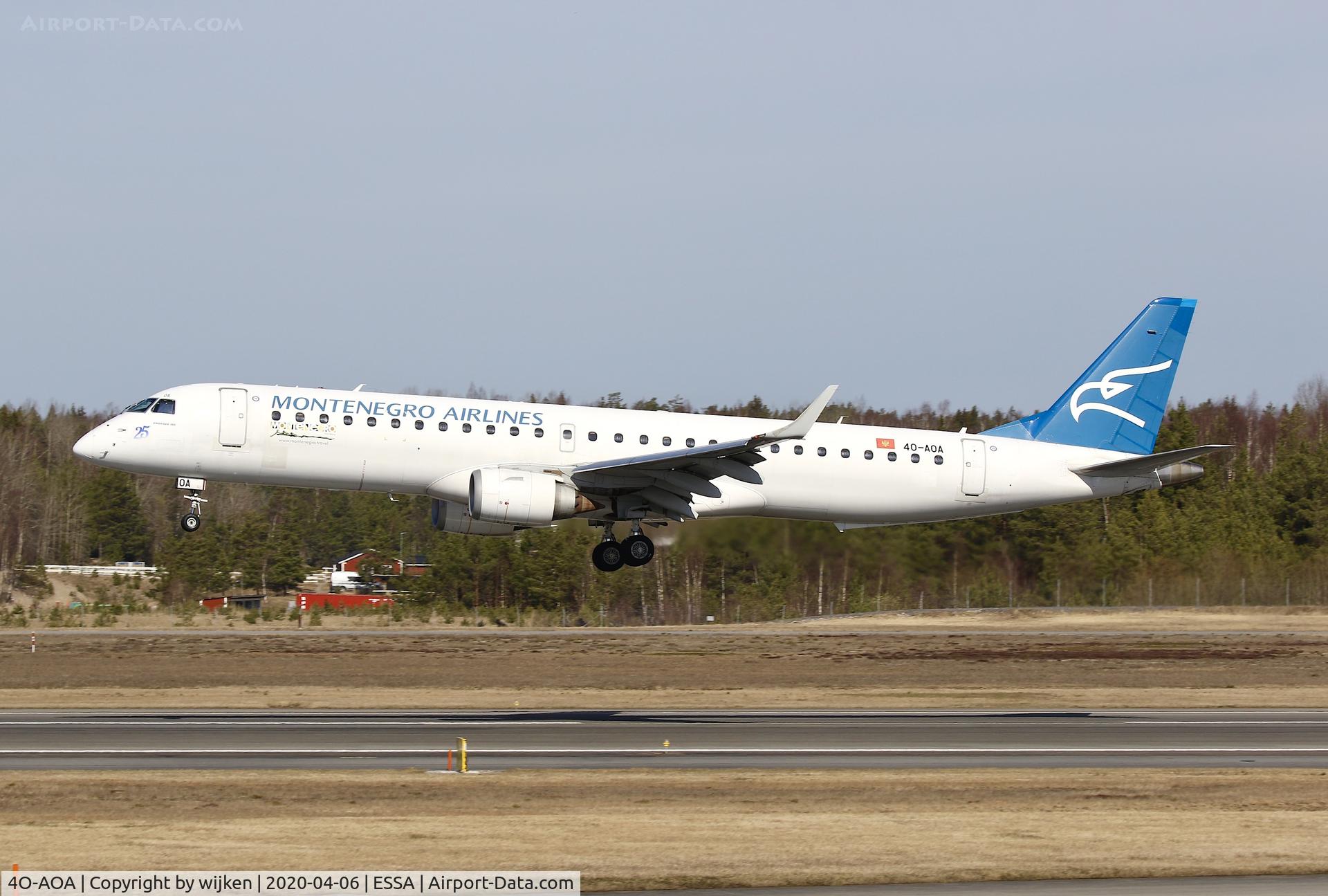 4O-AOA, 2008 Embraer 195LR (ERJ-190-200LR) C/N 19000180, RWY 26