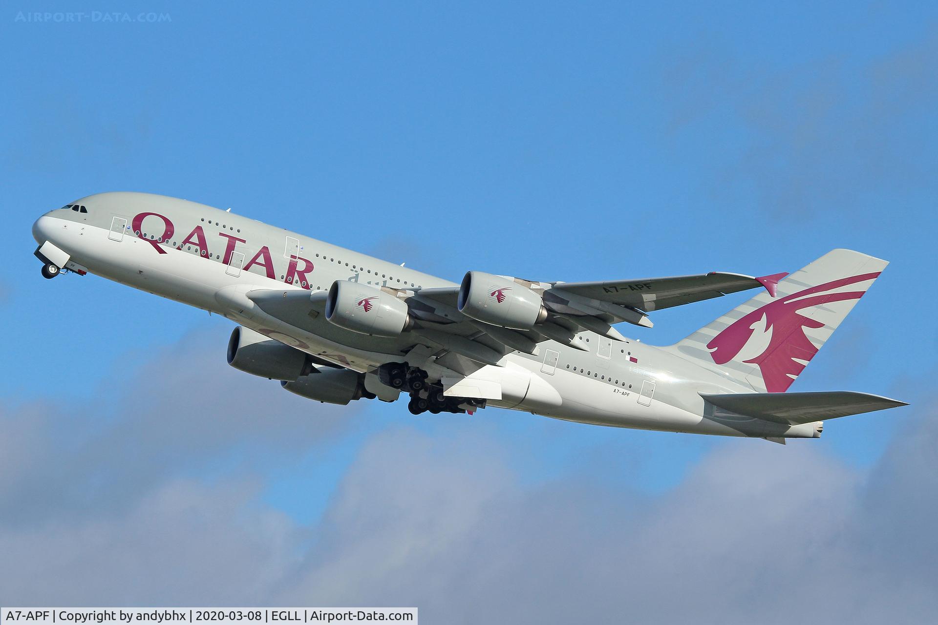 A7-APF, 2015 Airbus A380-861 C/N 0189, Departing 27L to Doha