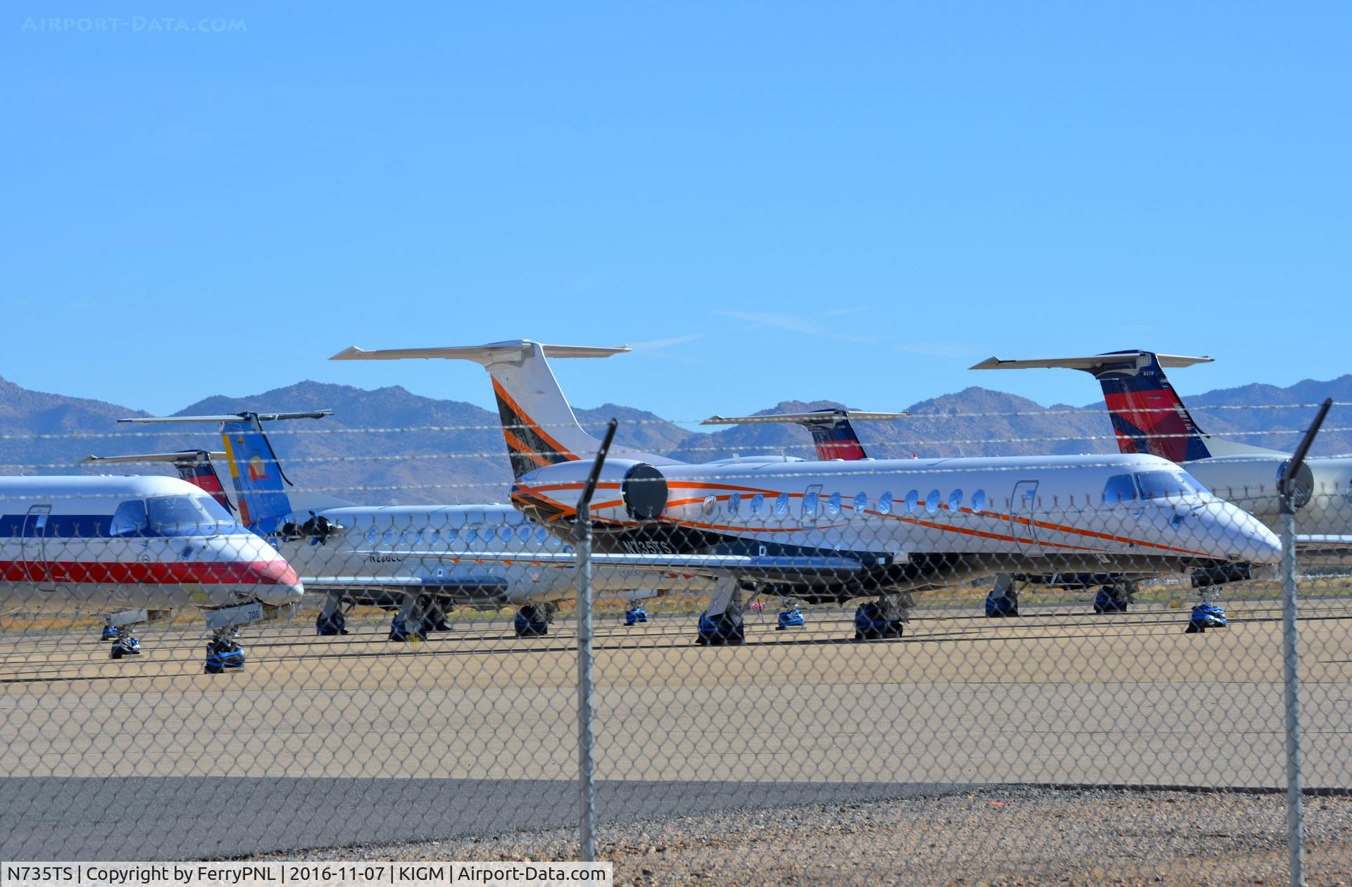 N735TS, 2001 Embraer ERJ-135LR (EMB-135LR) C/N 145386, Storage for mostly Embraer and Canadair aircraft in Kingman, AZ.