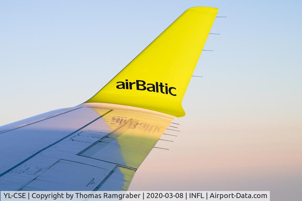 YL-CSE, 2017 Bombardier CSeries CS300 (BD-500-1A11) C/N 55007, Air Baltic Airbus A220-300 inflight TLL -> VIE
