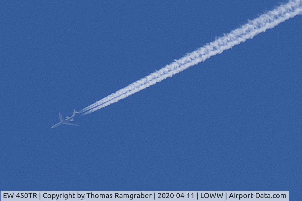 EW-450TR, 1985 Ilyushin Il-62MF C/N 4546257, Rada Airlines Ilyushin IL-62MGr at 35.000ft seen over the 11th district of Vienna, Austria