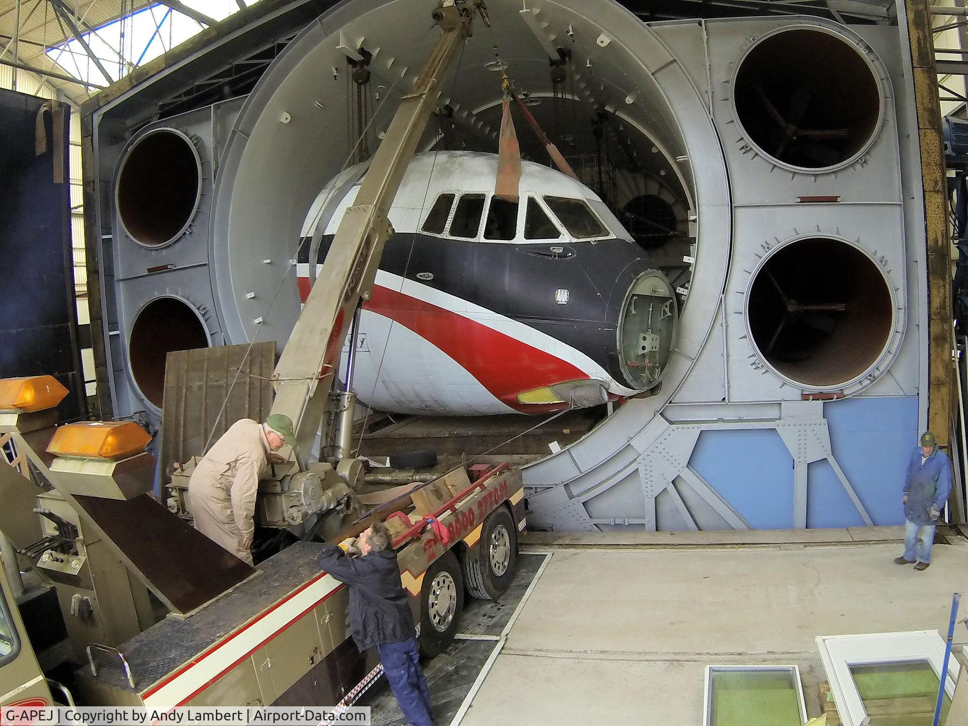G-APEJ, 1961 Vickers V953C Merchantman C/N 713, This when we hung it up in the Strat Chamber you can also find a video of this and other Viscount bits at https://www.youtube.com/playlist?list=PLQrMOH5G0hbIgNbpFKCwedIELDckHim1u