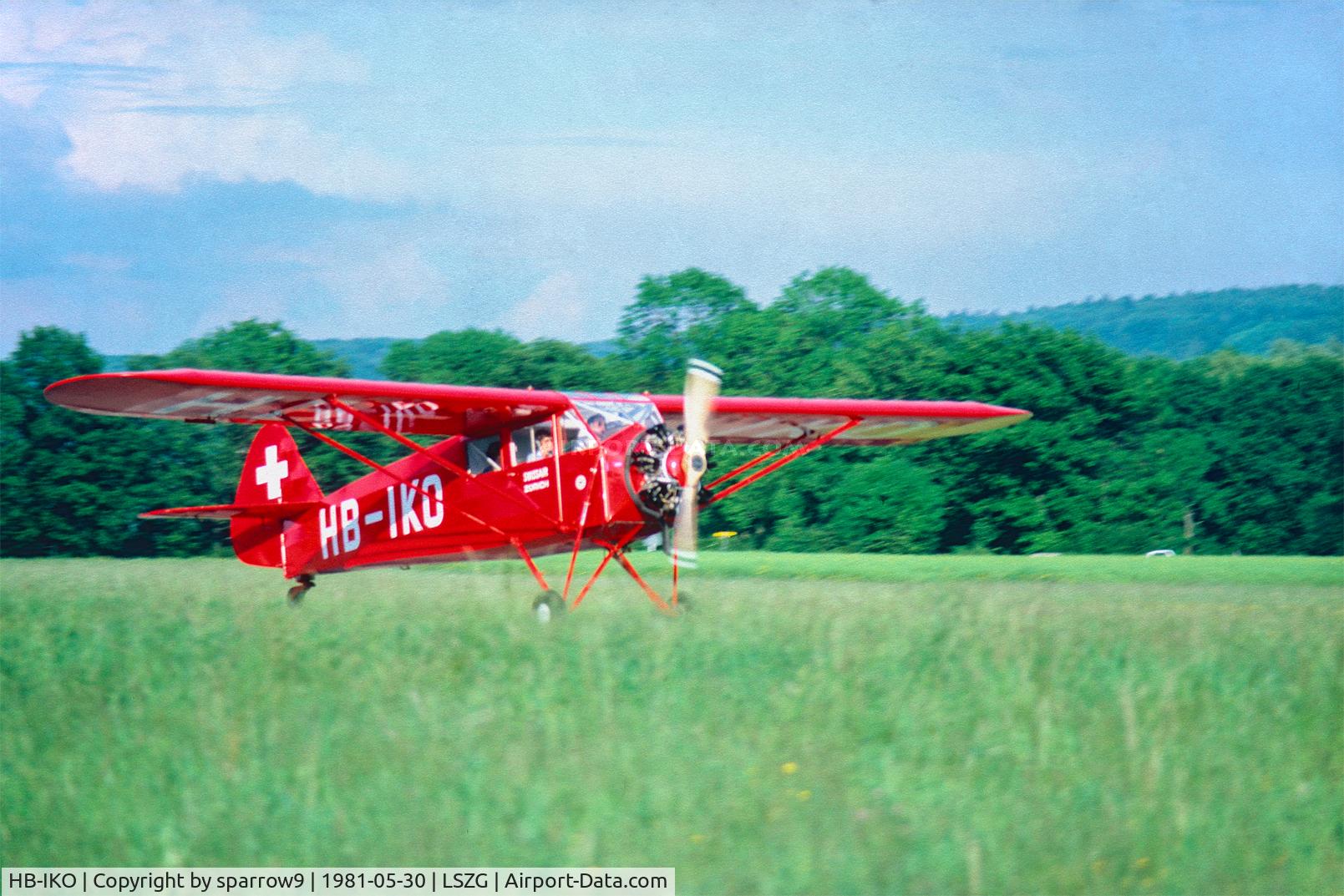 HB-IKO, 1934 Comte AC-4B Gentleman C/N 034, At Grenchen. HB-registered from 1930-09-18 as CH-262 and HB-ETI until 1956-02-26, then as D-ELIS, again HB-IKO from 1979-05-31 until 2010-11-10