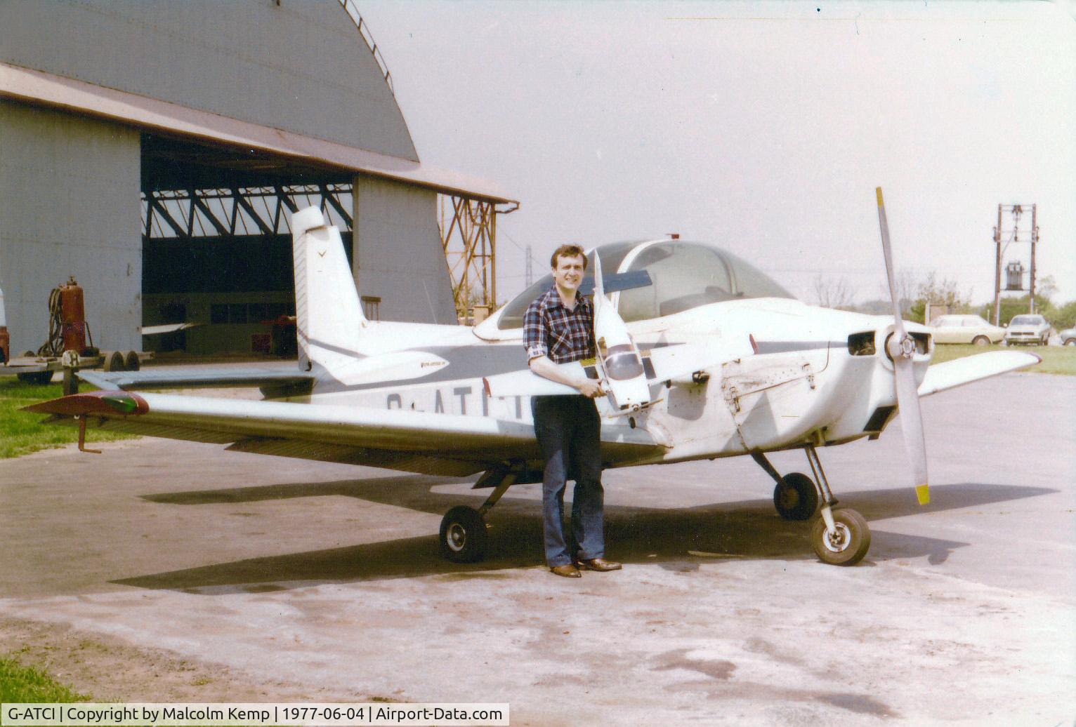 G-ATCI, 1965 Victa Airtourer 100 C/N 91, My radio controlled model of G-ATCI. Taken at Sunderland Airport before my first solo flight in Charlie India.
