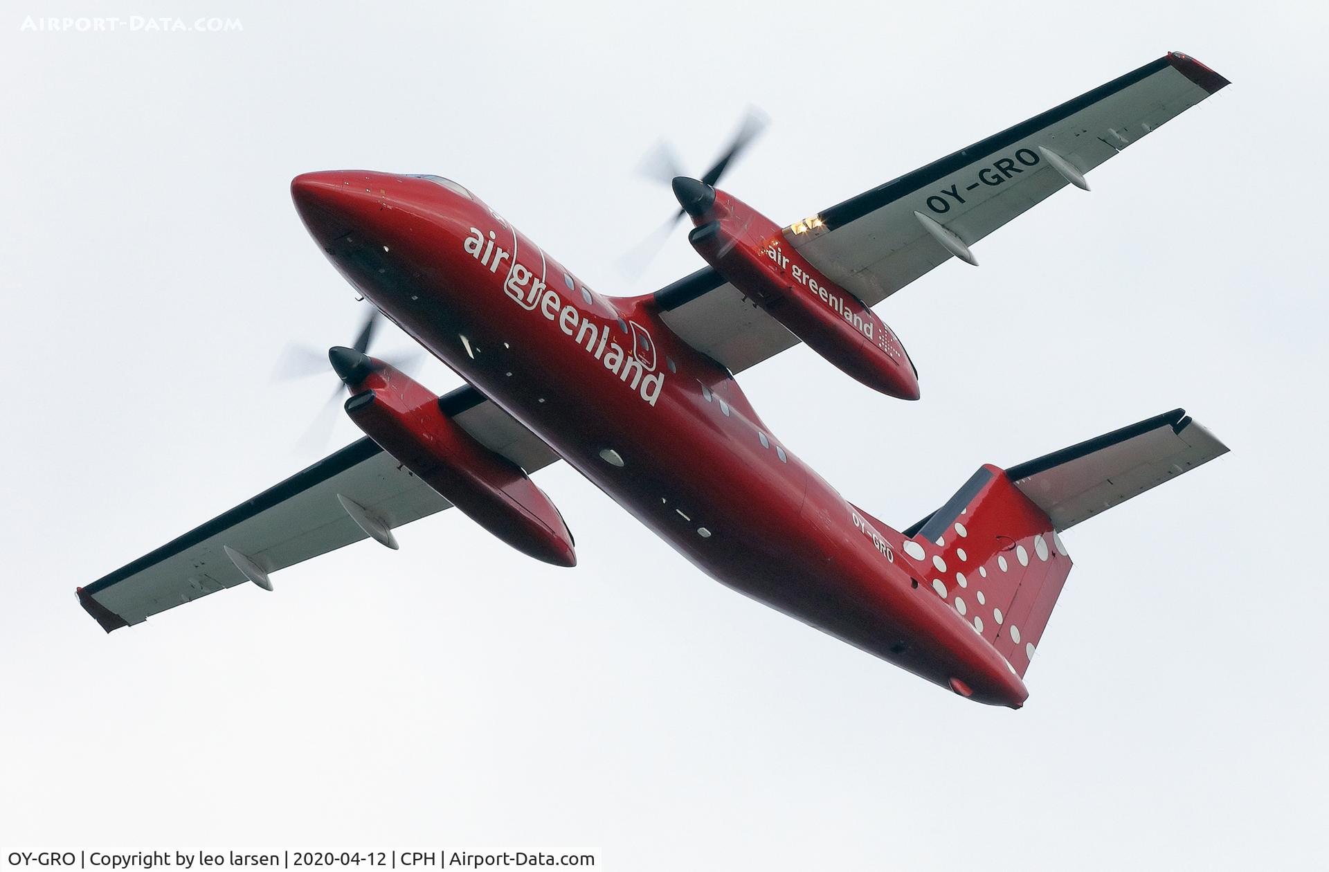 OY-GRO, 1997 De Havilland Canada DHC-8-202 Dash 8 C/N 482, Copenhagen 12.4.2020 T/O R-22L
