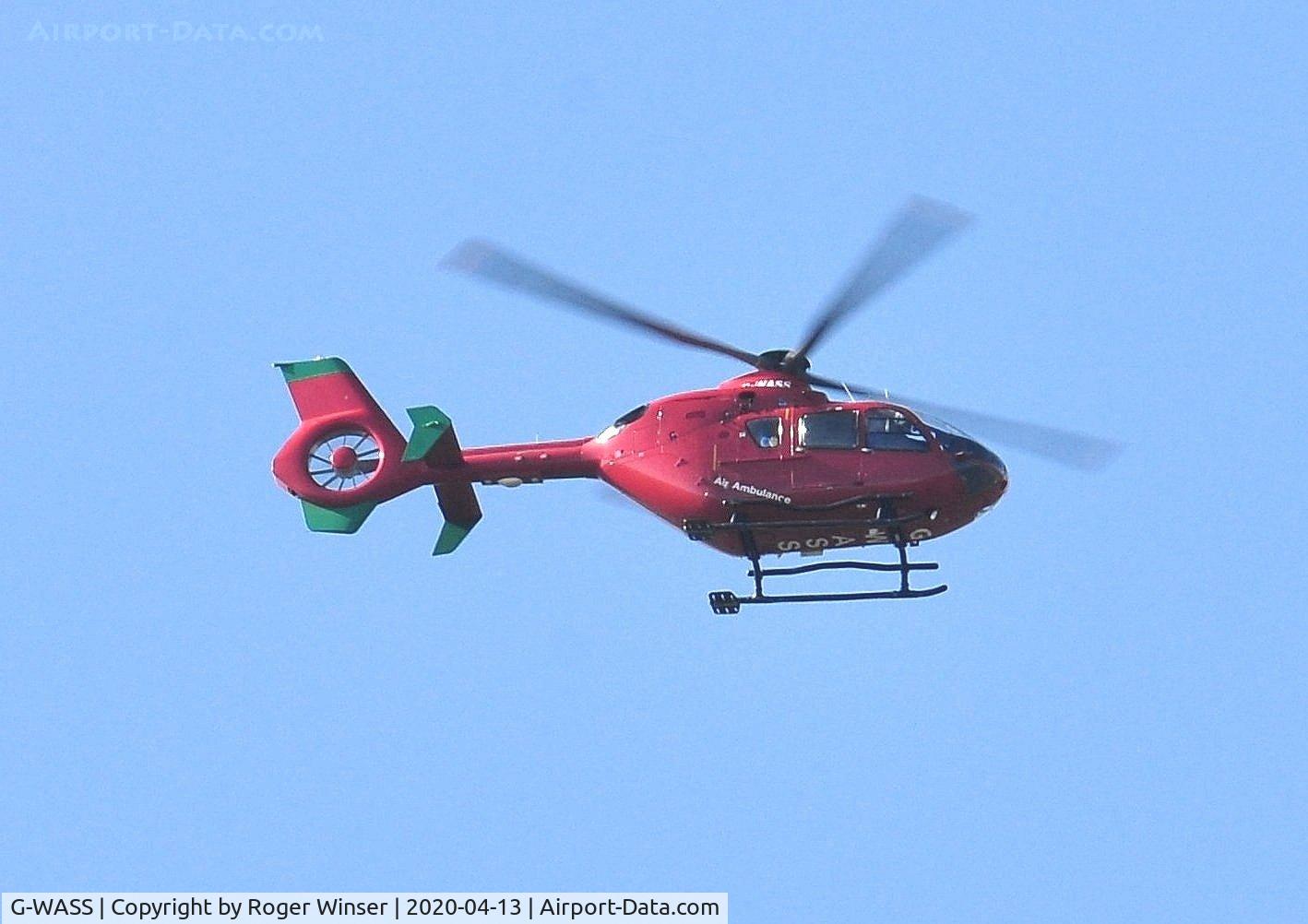 G-WASS, 2009 Eurocopter EC-135T-2+ C/N 0745, Off Airport. Operating as Wales Air Ambulance helicopter Helimed 59. Seen over Swansea, Wales, UK.