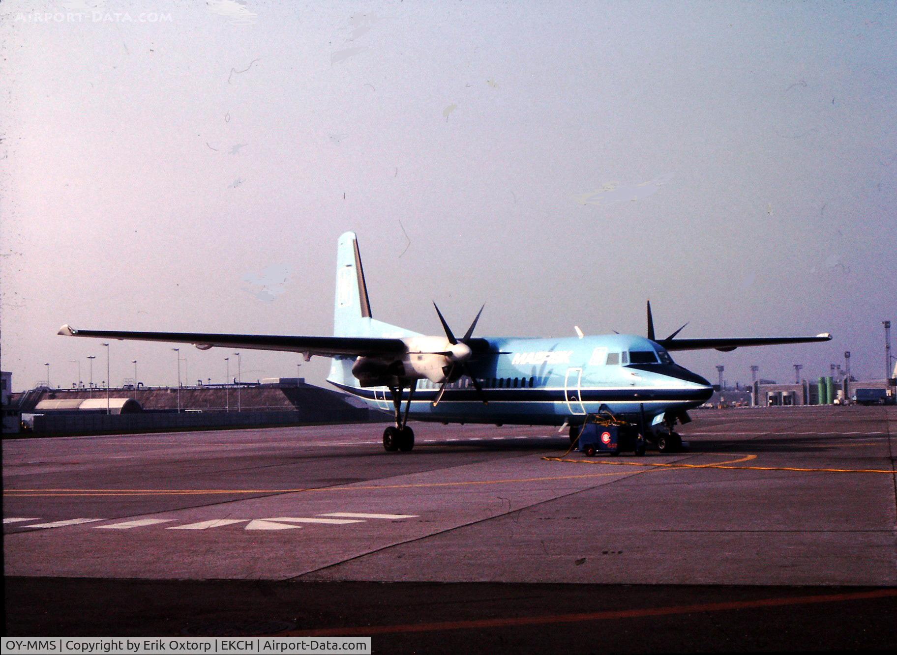 OY-MMS, 1989 Fokker 50 C/N 20148, OY-MMS in CPH
Scanned slide