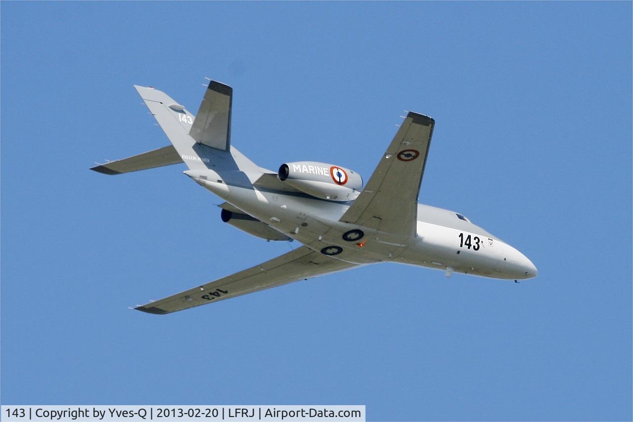143, 1979 Dassault Falcon 10MER C/N 143, Dassault Falcon 10 MER, Climbing from rwy 08, Landivisiau naval air base (LFRJ)