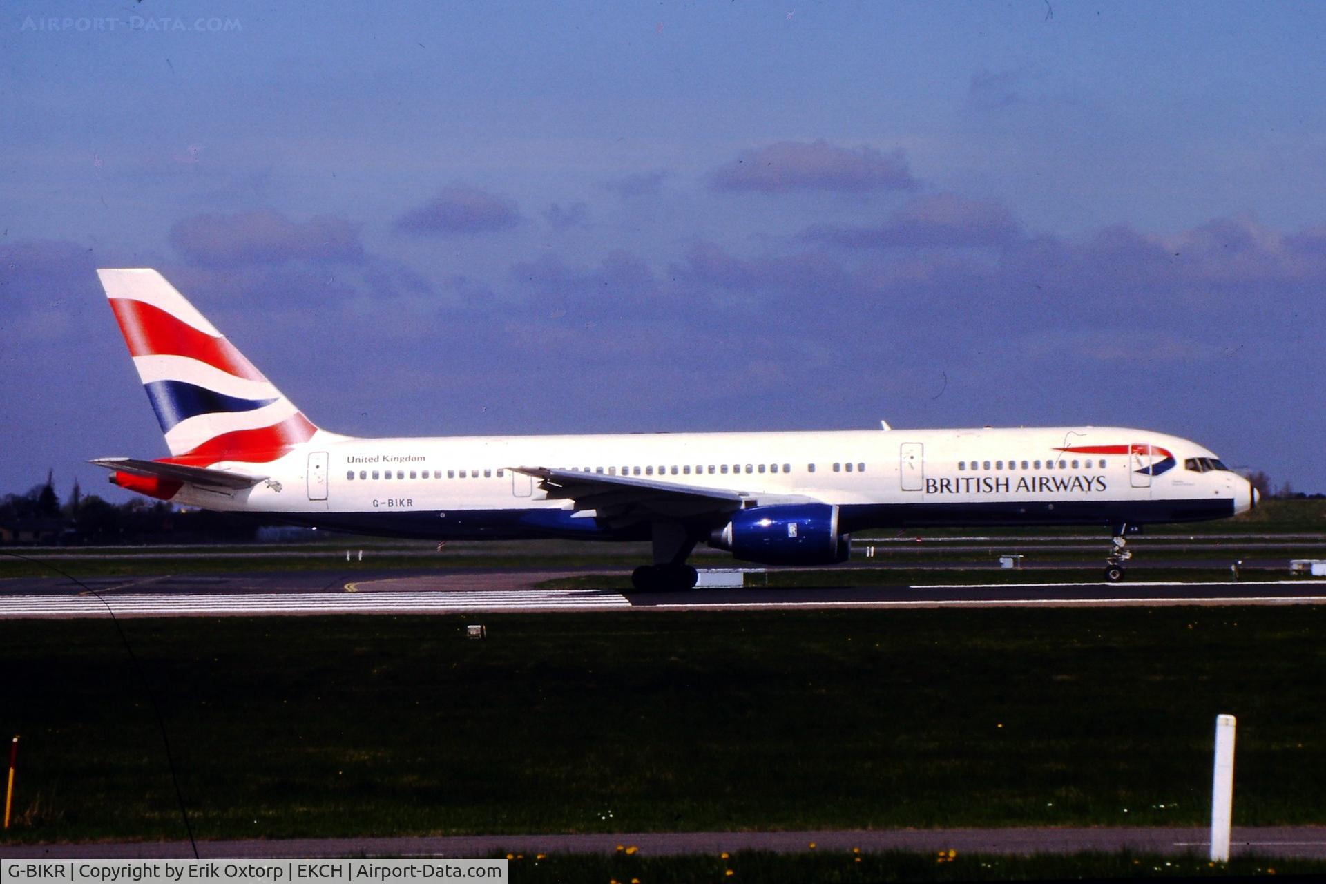 G-BIKR, 1985 Boeing 757-236 C/N 22189, G-BIKR ready for take off rw 04R
Scanned slide