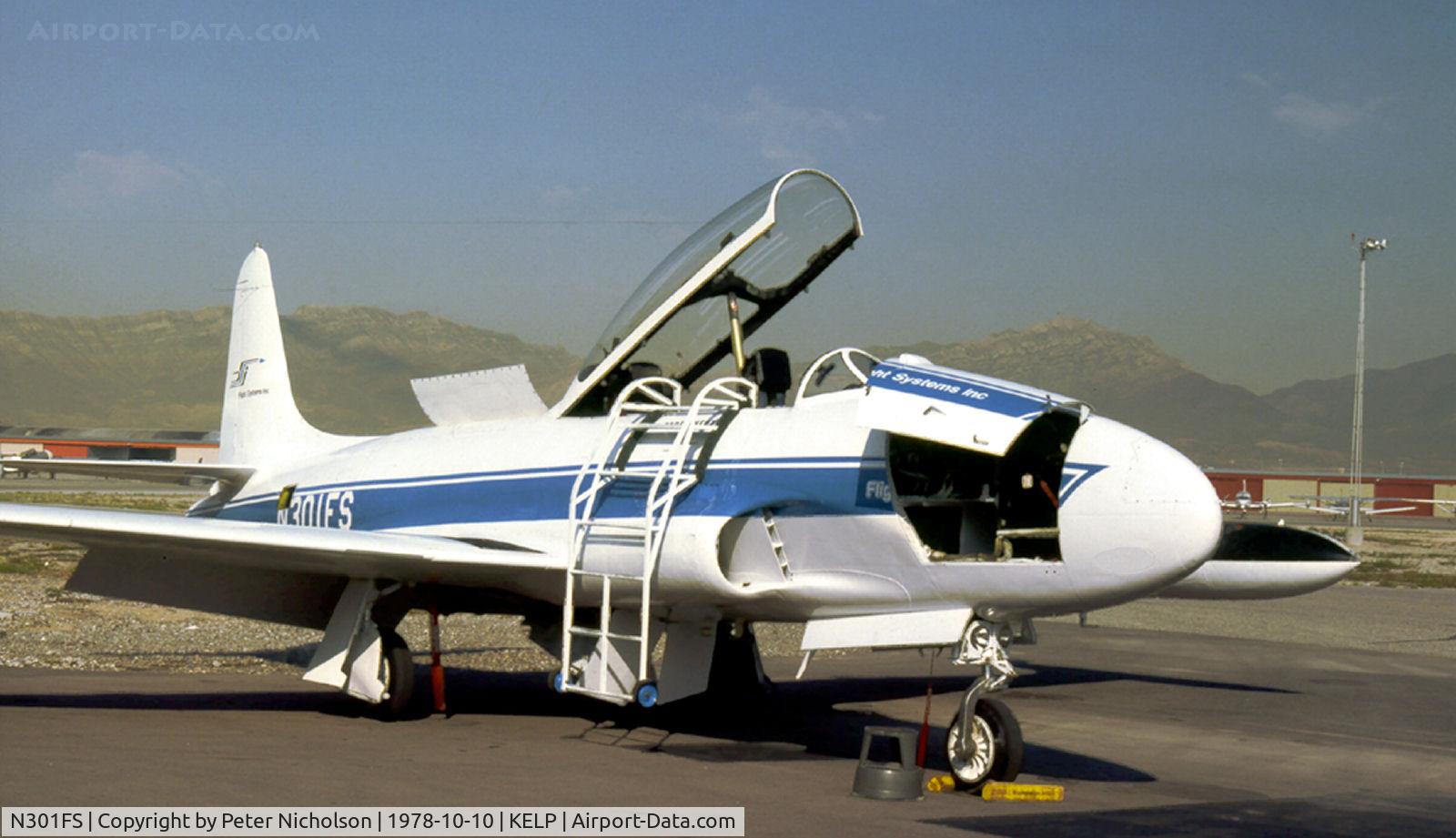 N301FS, 1956 Canadair T-33AN Silver Star 3 C/N T33-555, Former RCAF 21555 operating with Flight Systems Incorporated at El Paso, Texas in October 1978